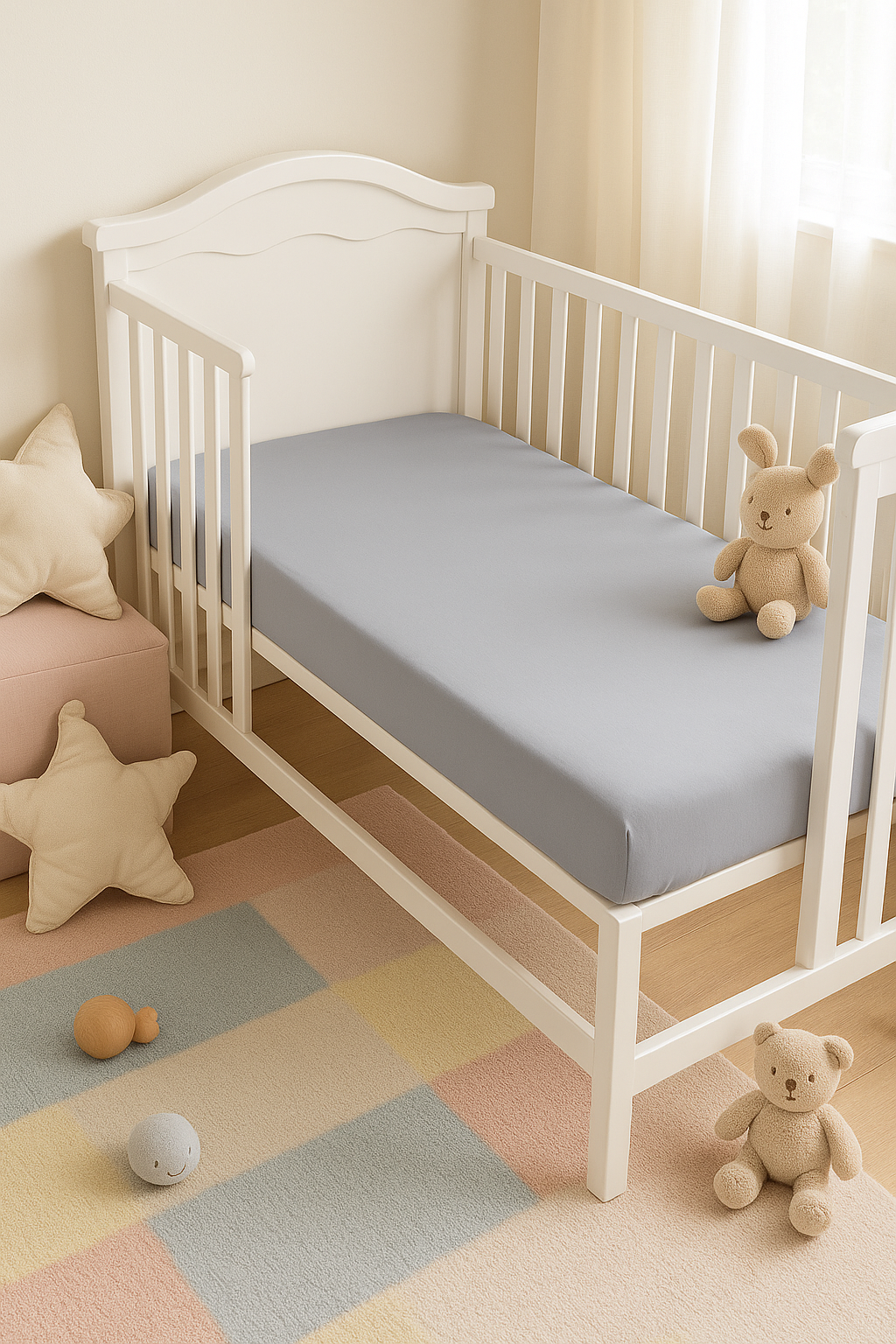 Jaju Baby Gri Lastikli Bebek Çarşaf