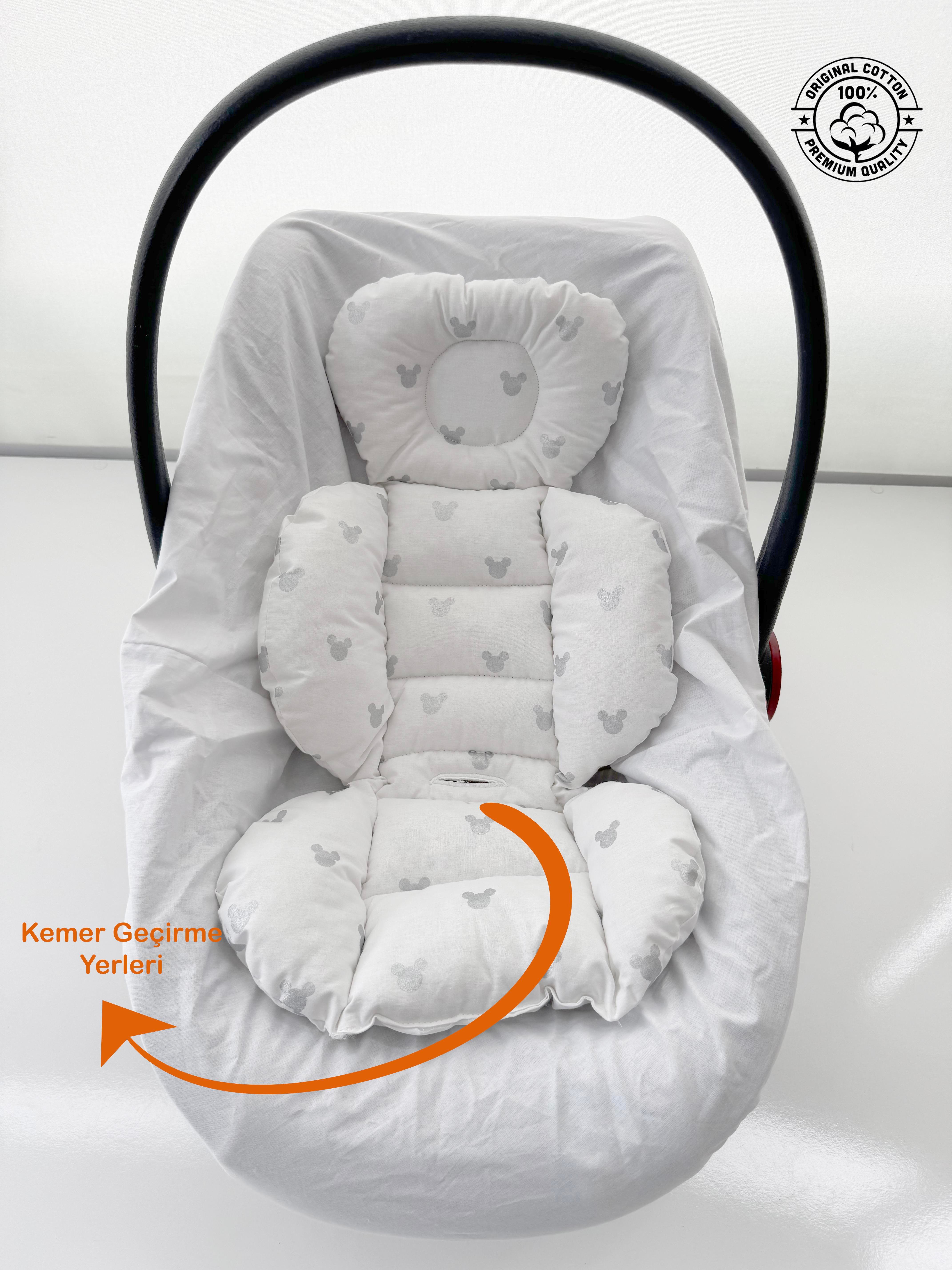 Jaju Baby Gri Micky Puset Minderi - Oto Koltuğu Minderi 55x35 cm