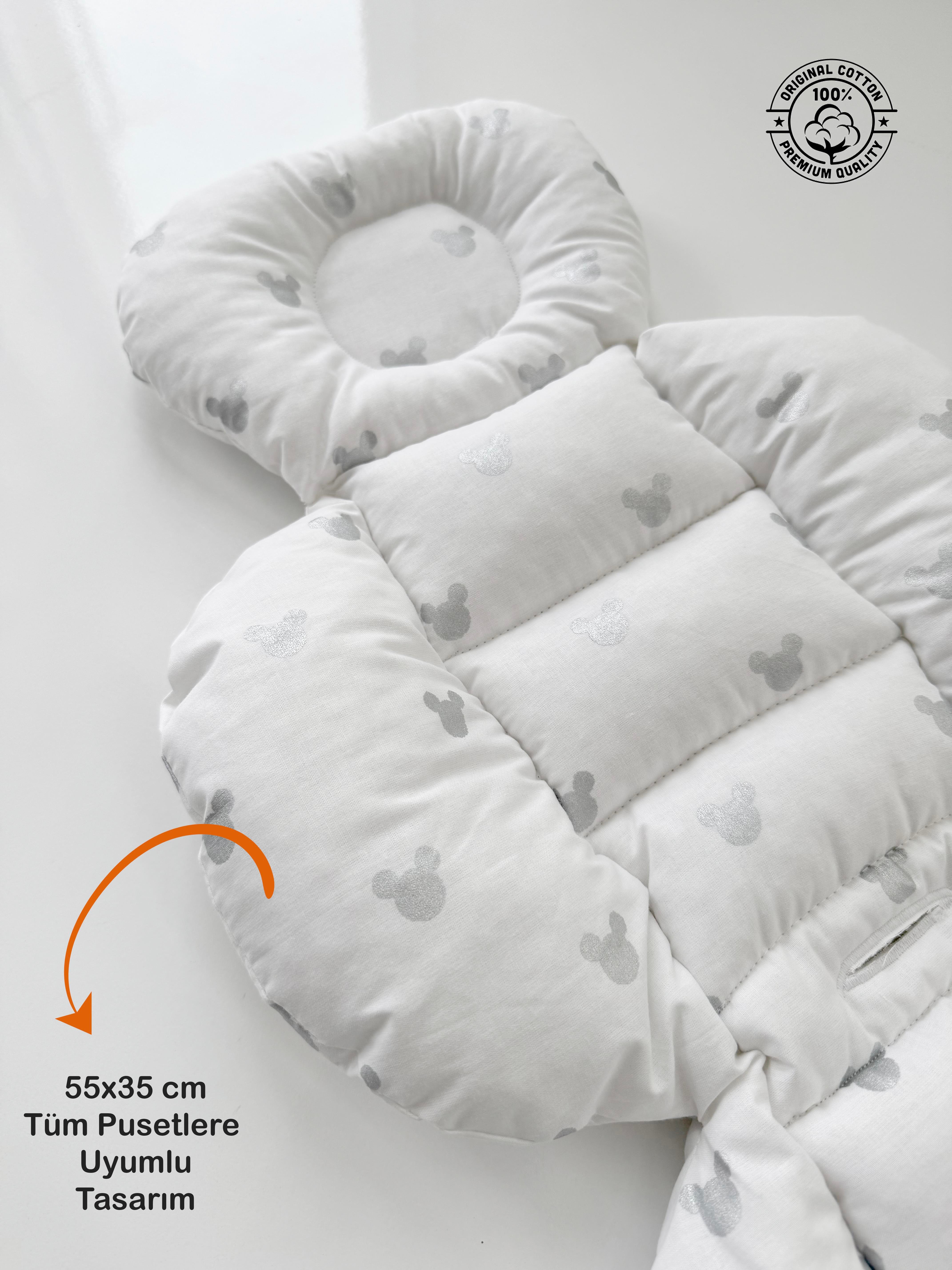 Jaju Baby Gri Micky Puset Minderi - Oto Koltuğu Minderi 55x35 cm