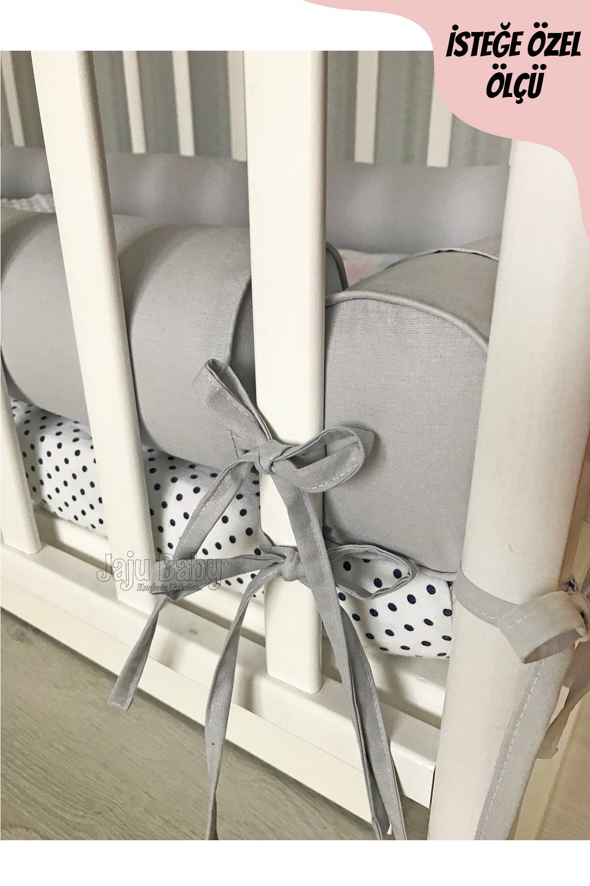 Jaju Baby Gri Montessori Yatak Bariyer Beşik Kenar Koruma Özel Ölçü