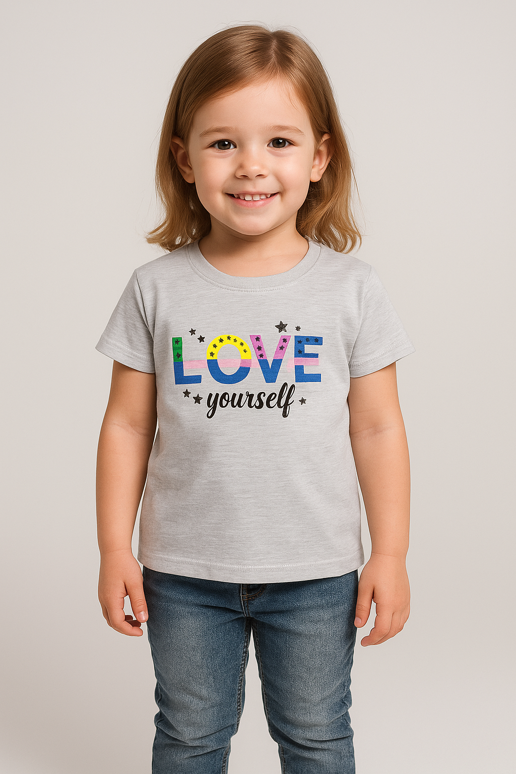 Jaju Baby  Gri Pamuklu  Love Baskılı T-shirt