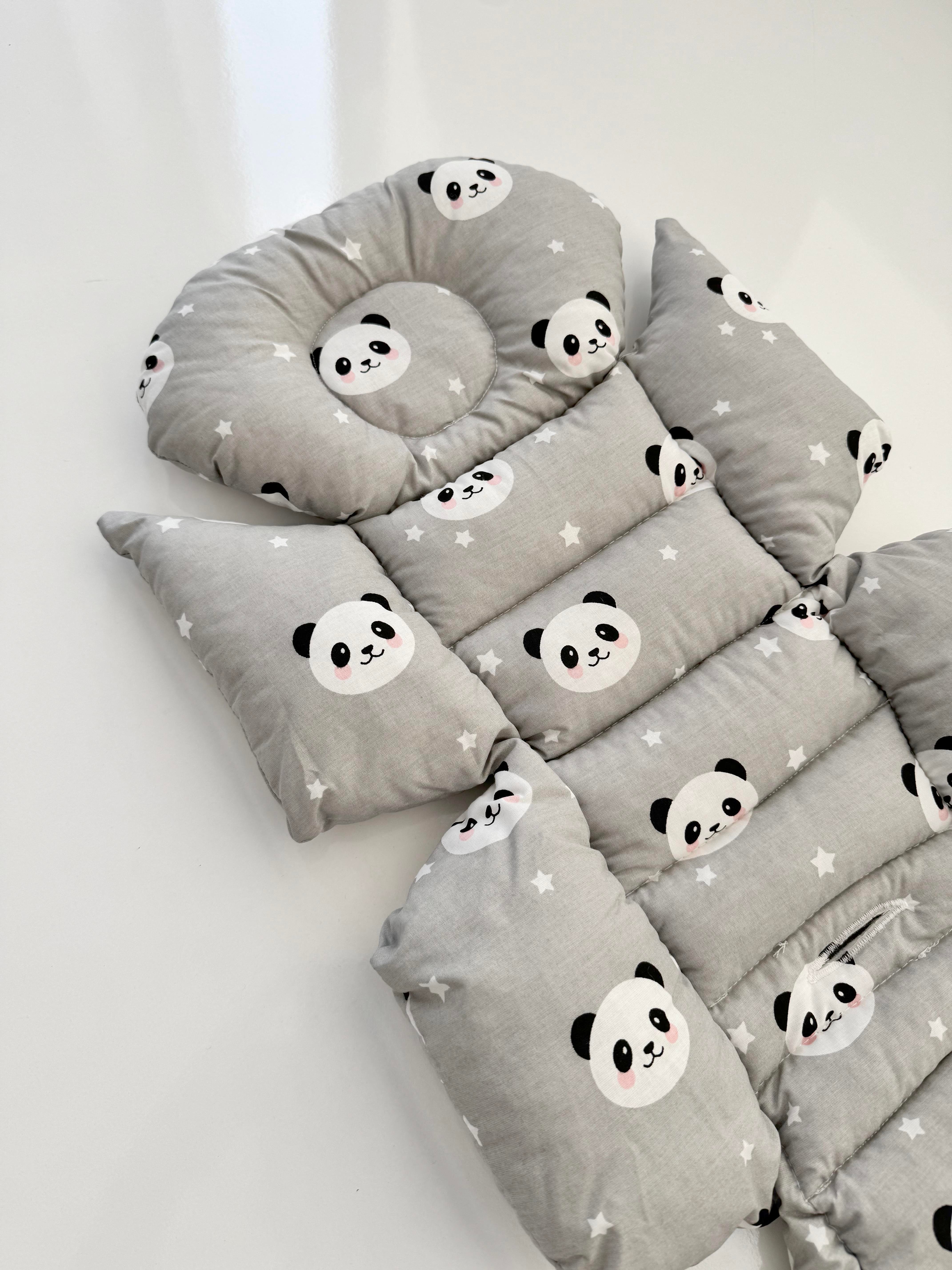 Jaju Baby Gri Panda Desenli Bebek Arabası Minderi