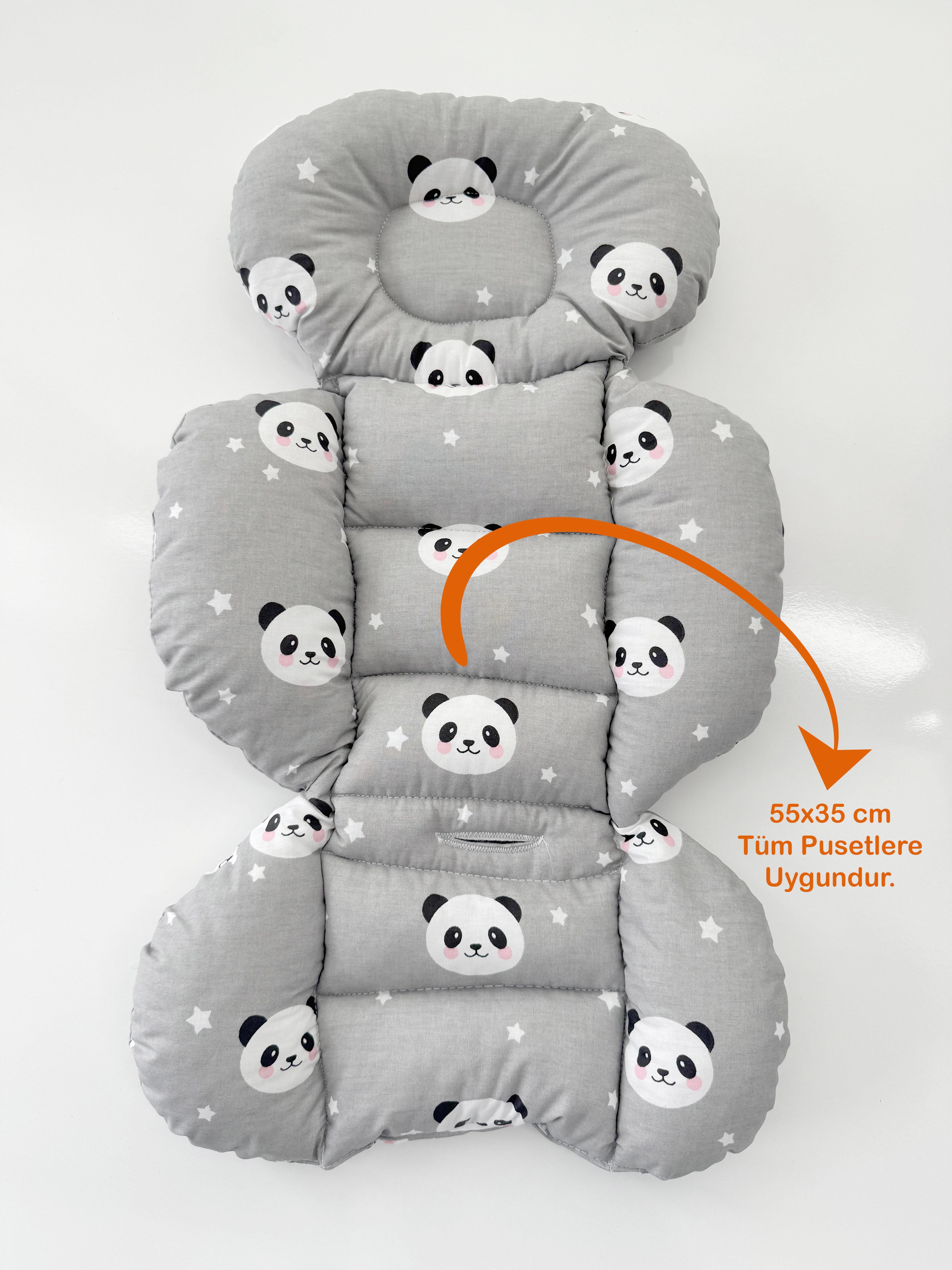Jaju Baby Gri Panda Desenli Oto Koltuğu Minderi - Puset Minderi