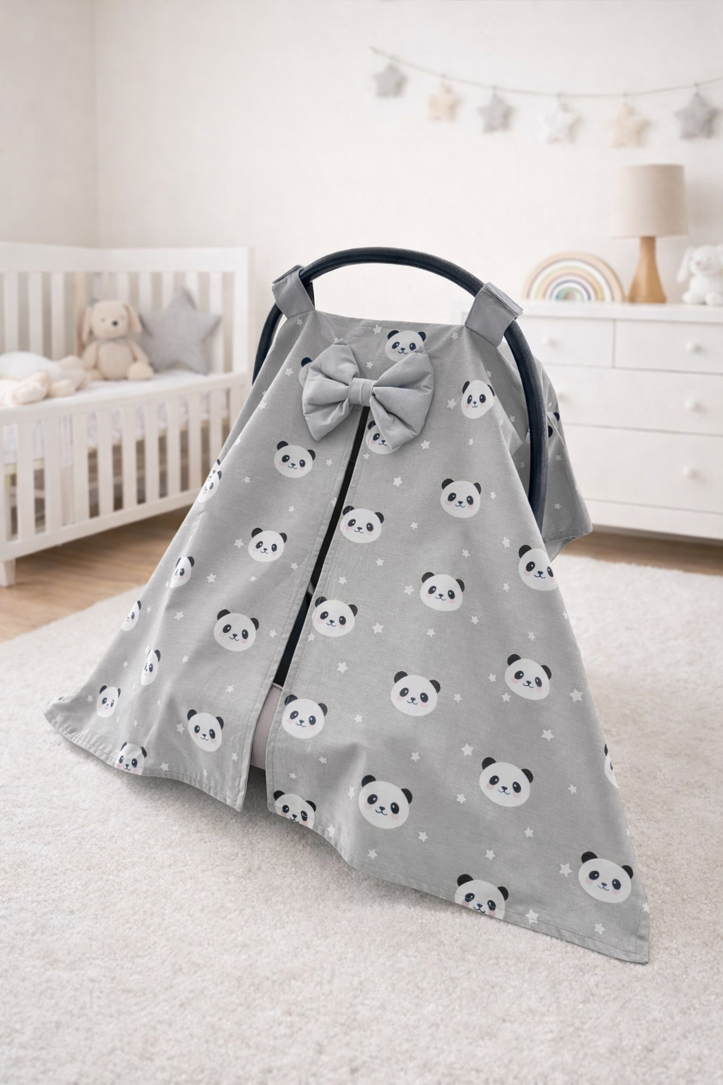 Jaju Baby Gri Panda Tasarım Puset Örtüsü