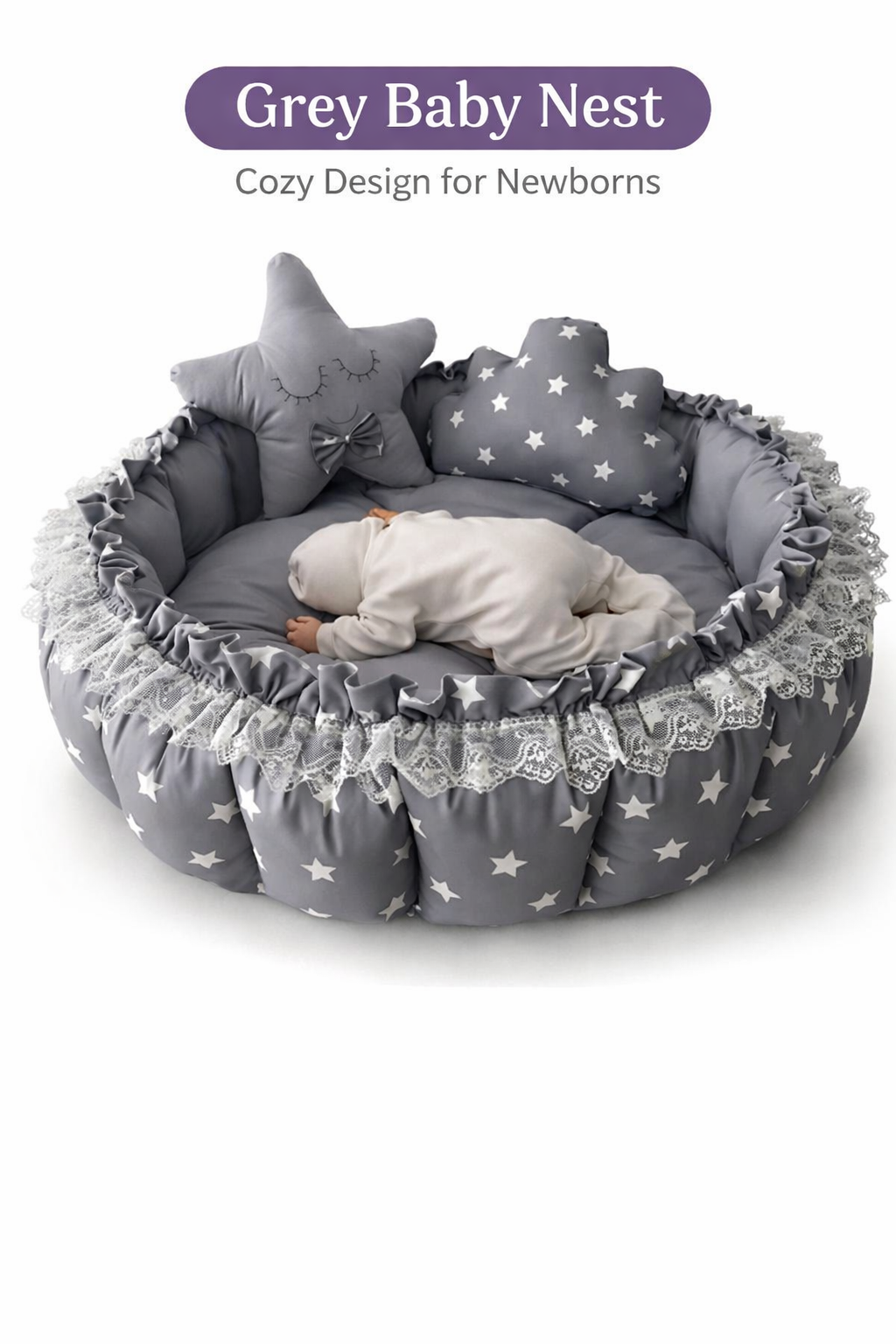 Jaju Baby Gri Tasarım Açılır Kapanır Oyun Minderi Bebek Yuvası