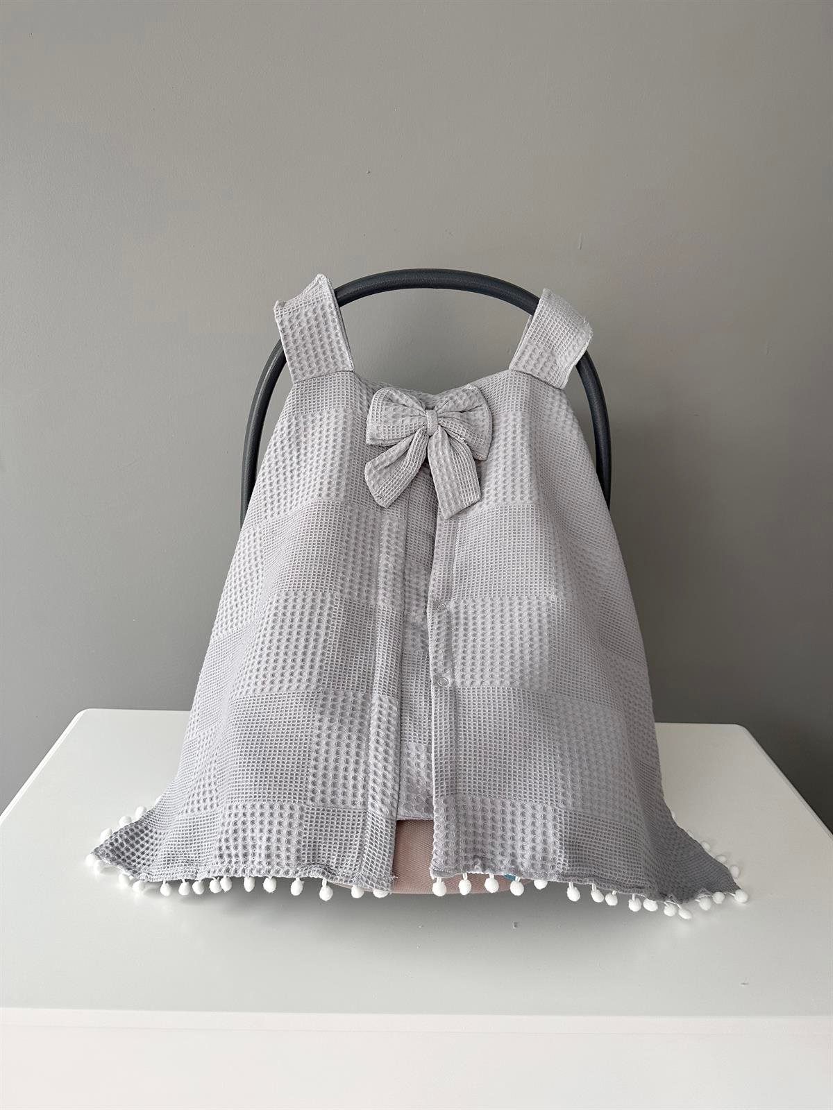 Jaju Baby Gri Waffle Kumaş Organik Puset Örtüsü