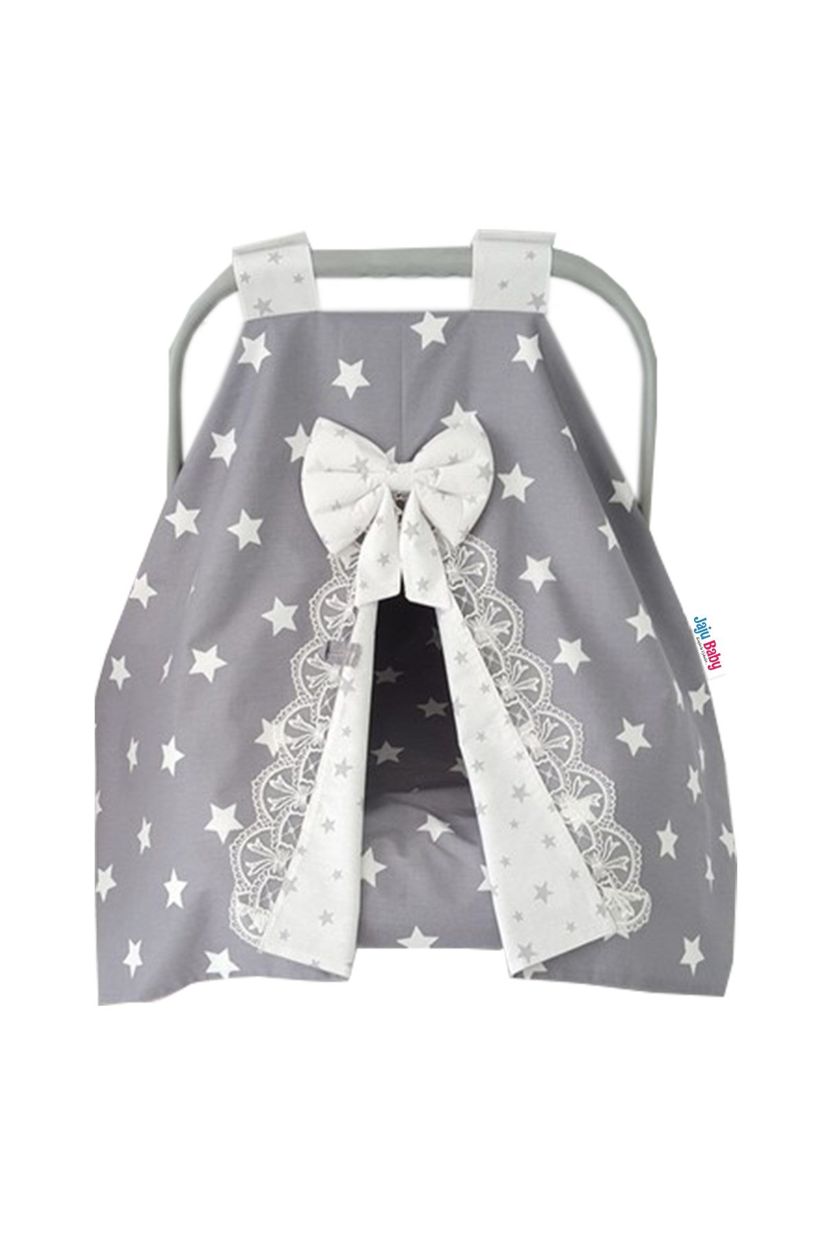 Jaju Baby Gri Yıldız Kombinli Puset Örtüsü ve İç Kılıfı