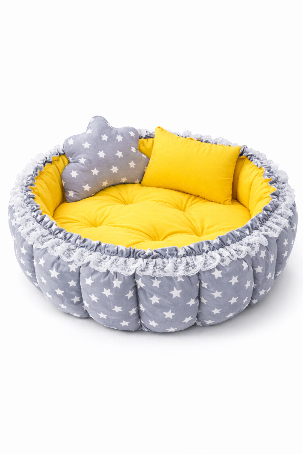 Jaju Baby Gri Yıldız Sarı Açılır Kapanır Oyun Minderi Bebek Yuvası