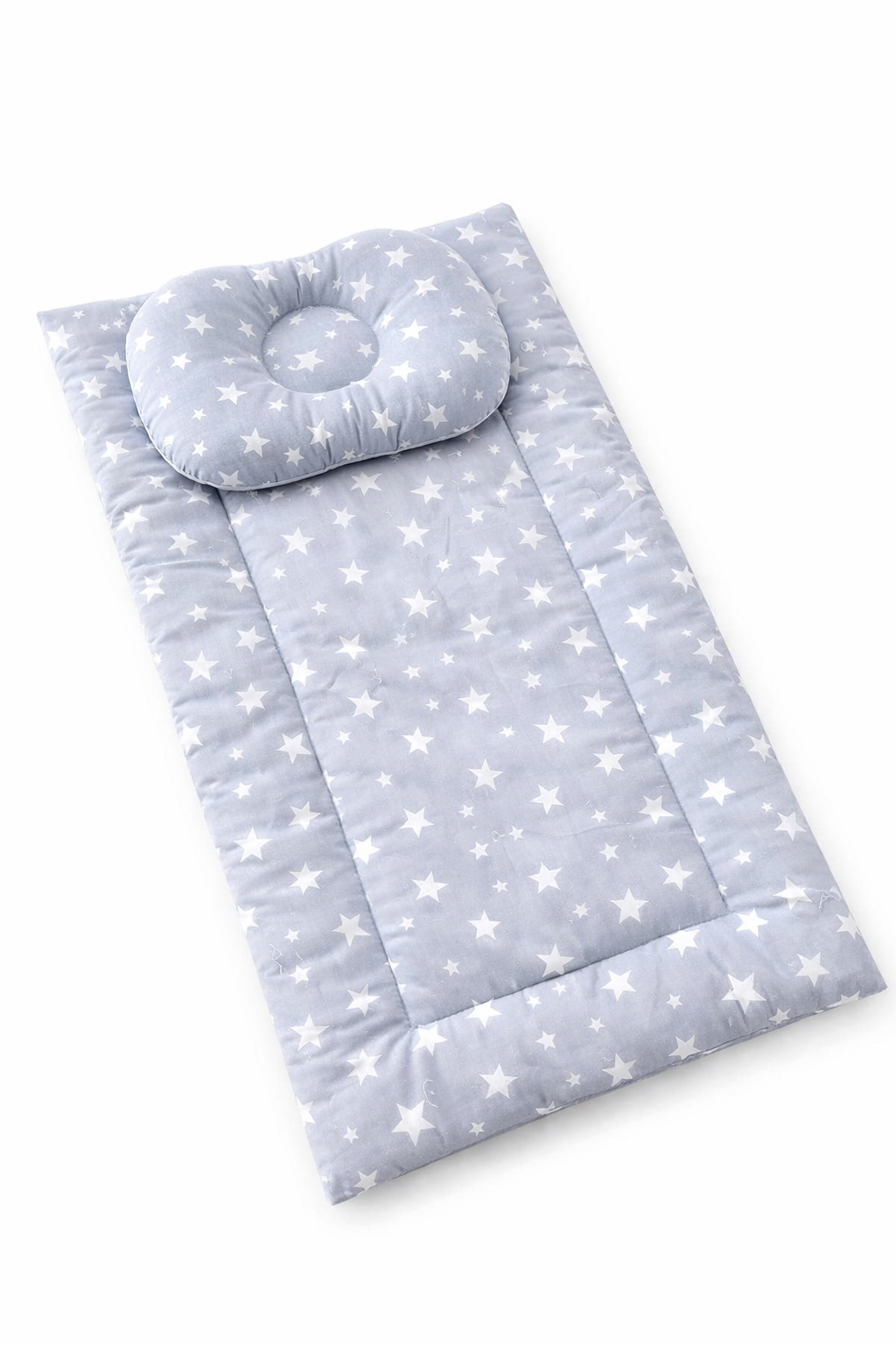 Jaju Baby Gri Yıldızlı Altaçma Minderi ve Yastık 2li Set