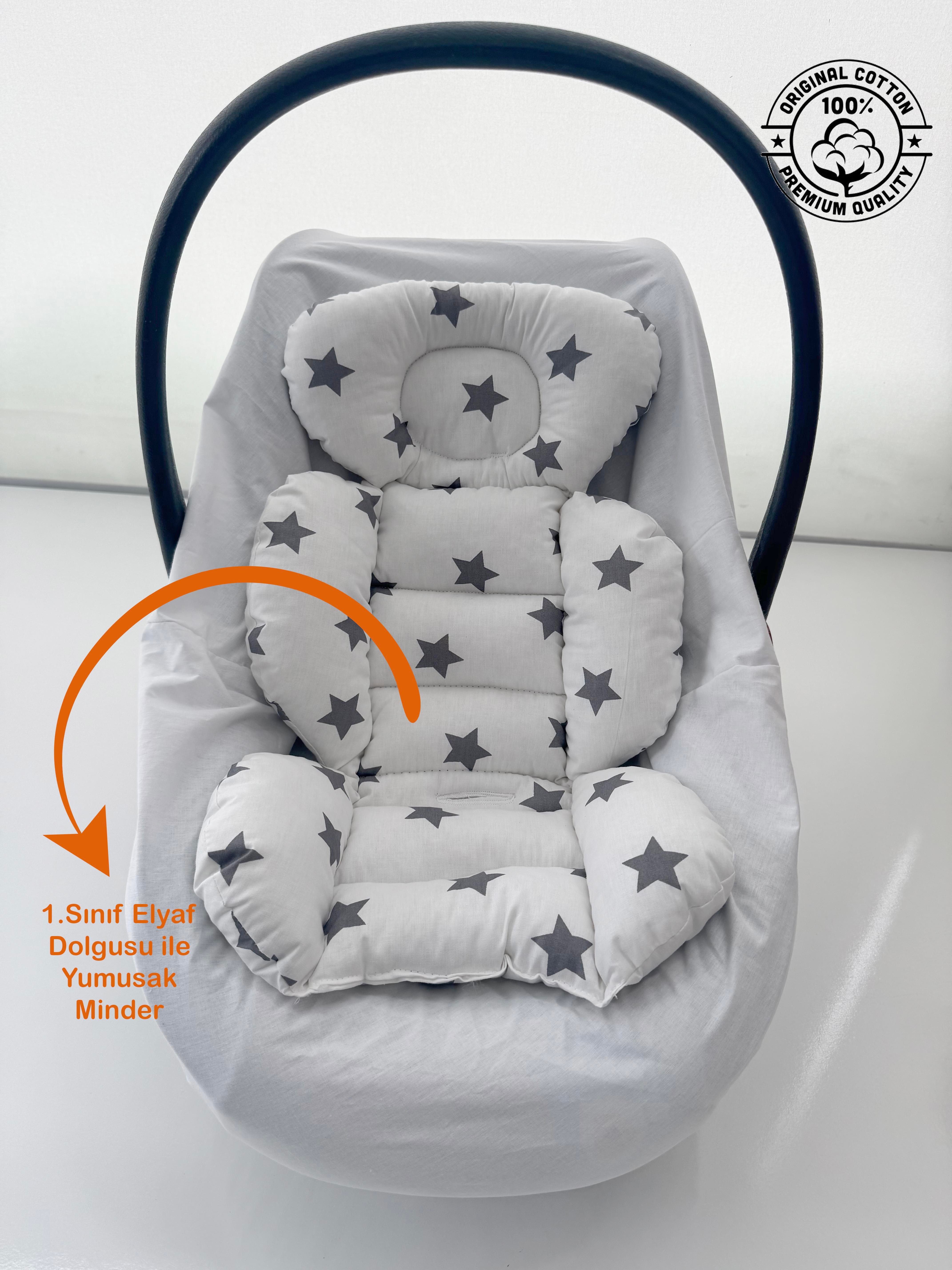 Jaju Baby Gri Yıldızlı Oto Koltuğu Minderi - Puset Minderi