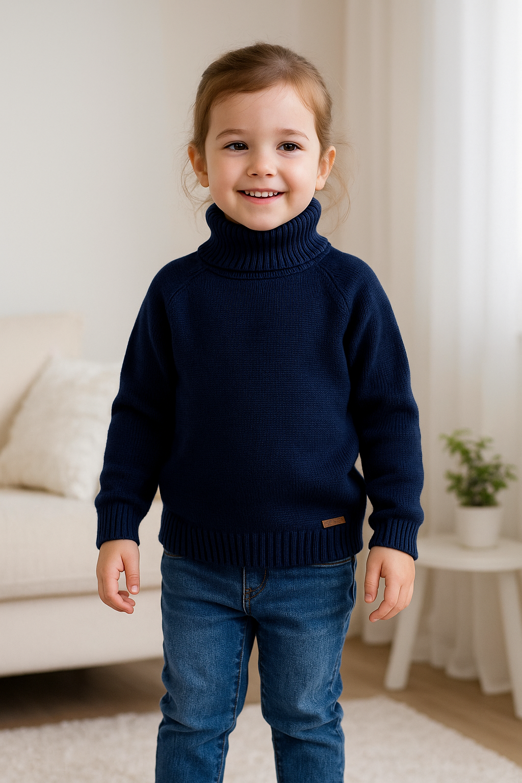 Jaju Baby Hilal Akıncı Kids ErkekÇocuk Lacivert Renk Boğazlı Triko Kazak