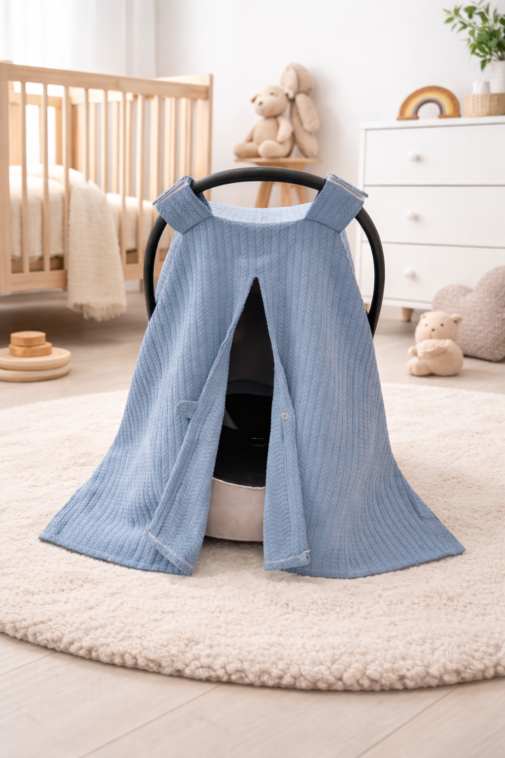 Jaju Baby İndigo Tek Kat Örgü Puset Örtüsü