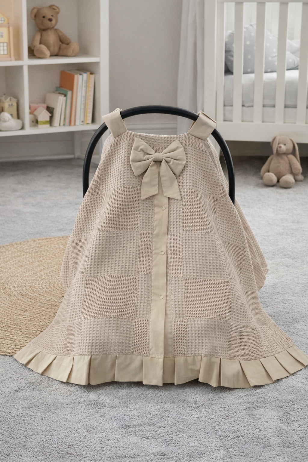 Jaju Baby Kahve %100 Pamuk Pike Kumaş Puset Örtüsü 