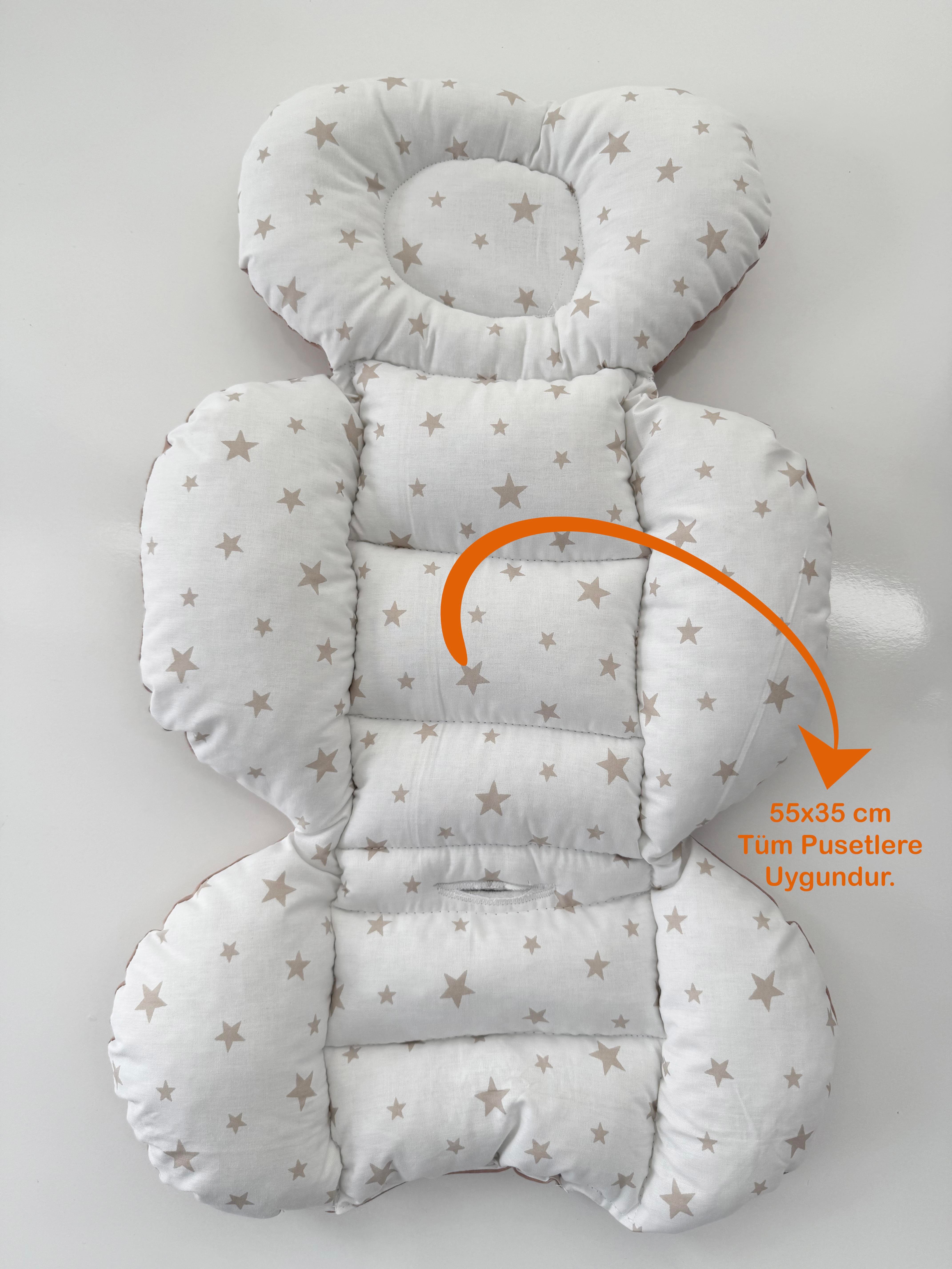 Jaju Baby Kahve Yıldız Desenli Oto Koltuğu Minderi - Puset Minderi