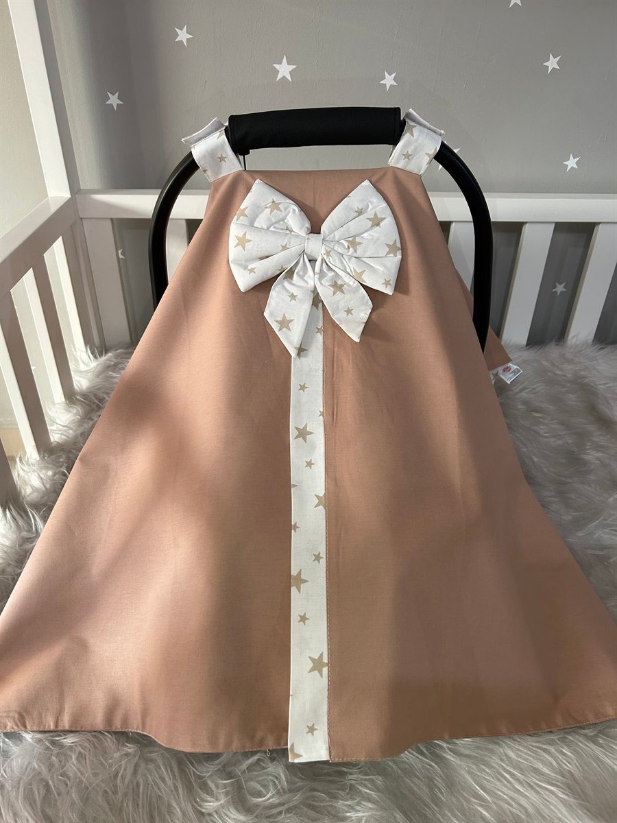 Jaju Baby Kahve Yıldızlı Tasarım Puset Örtüsü ve İç Çarşafı