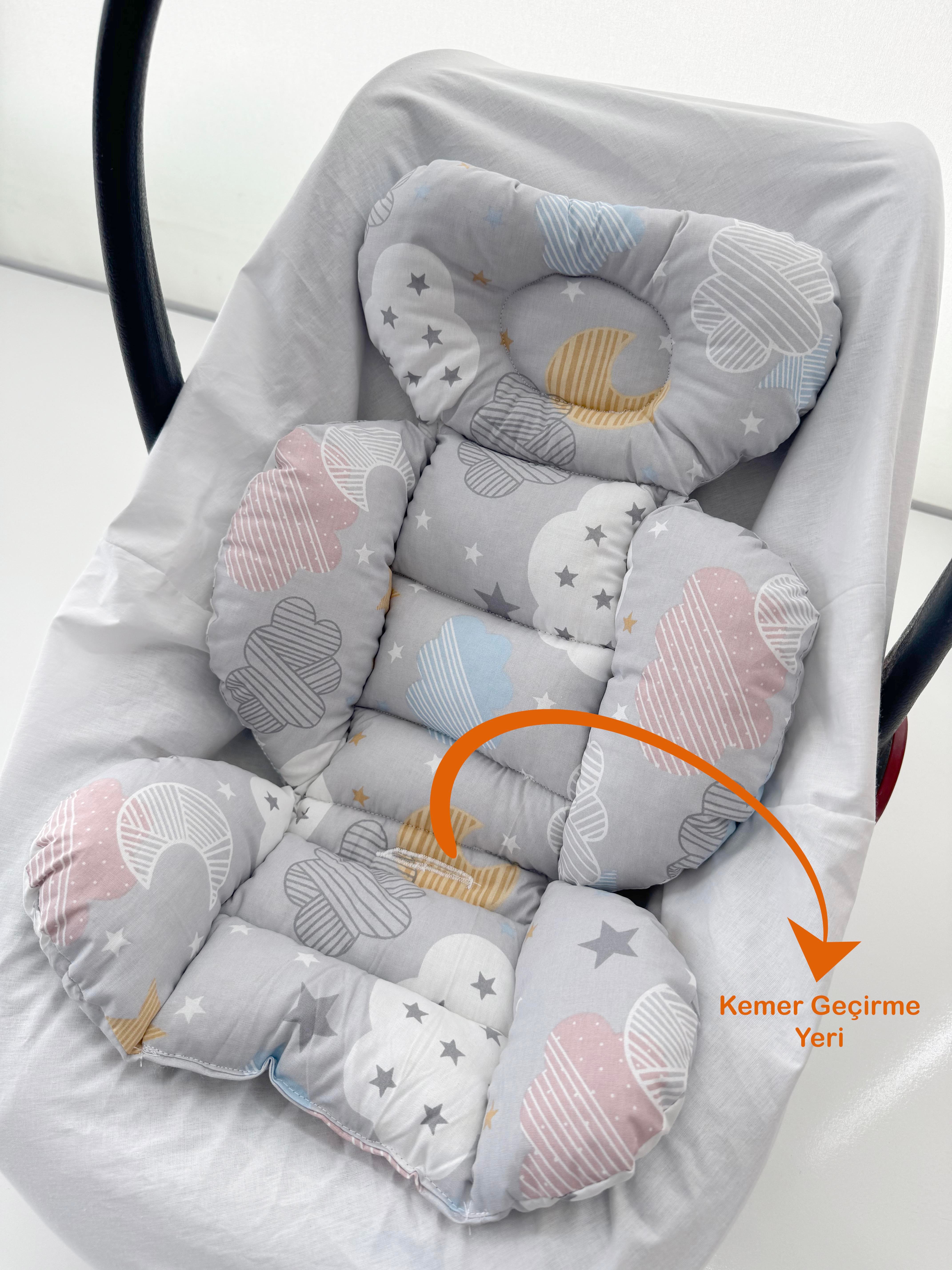 Jaju Baby Karışık Bulut Desenli Oto Koltuğu Minderi - Puset Minderi