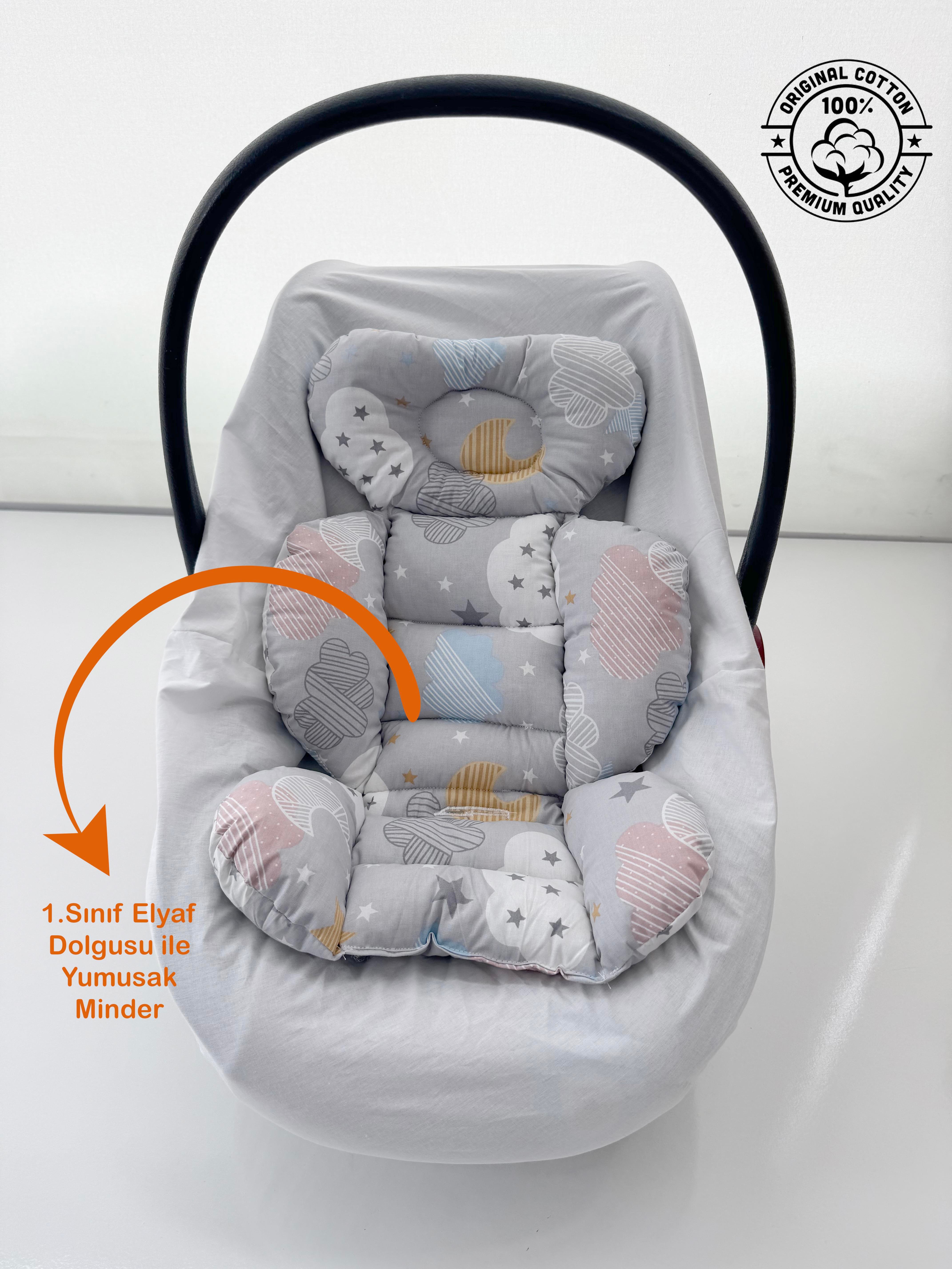 Jaju Baby Karışık Bulut Desenli Oto Koltuğu Minderi - Puset Minderi