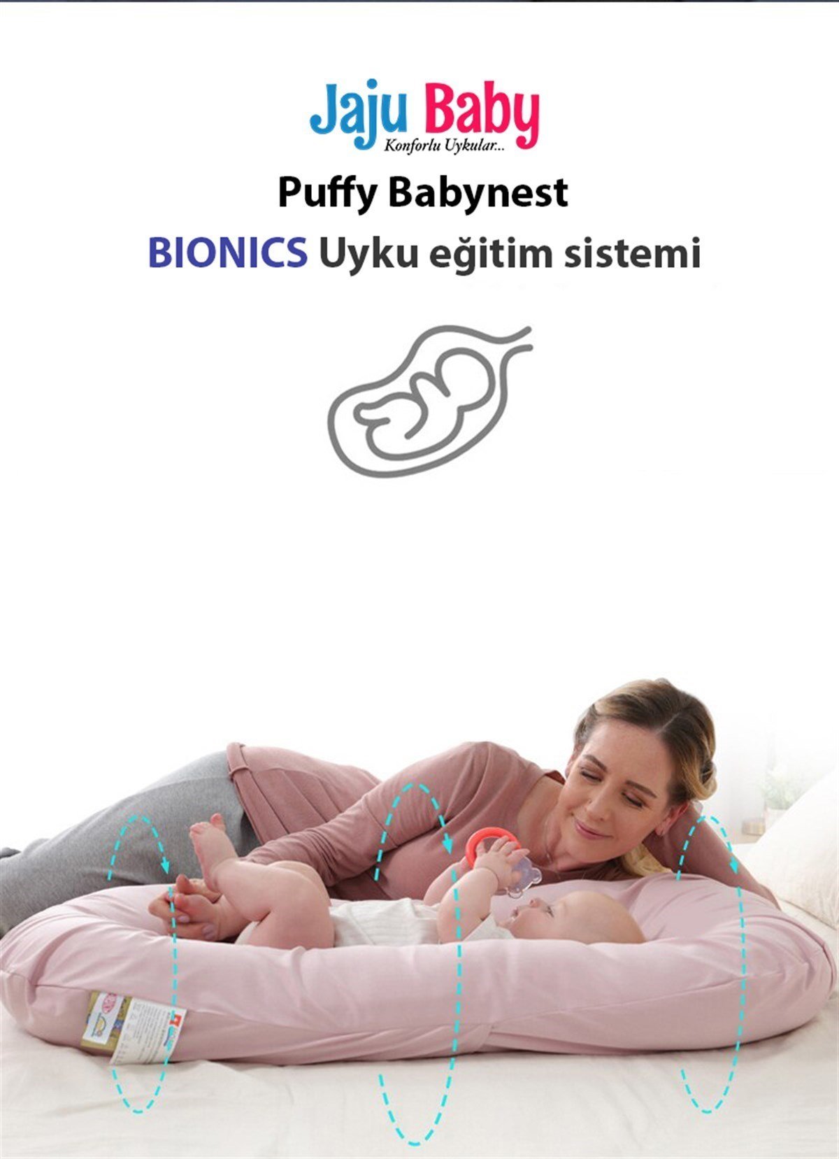 Jaju Baby Kiremit Puffy Babynest Lüx Baby Nest 70x55 Cm Anne Yanı