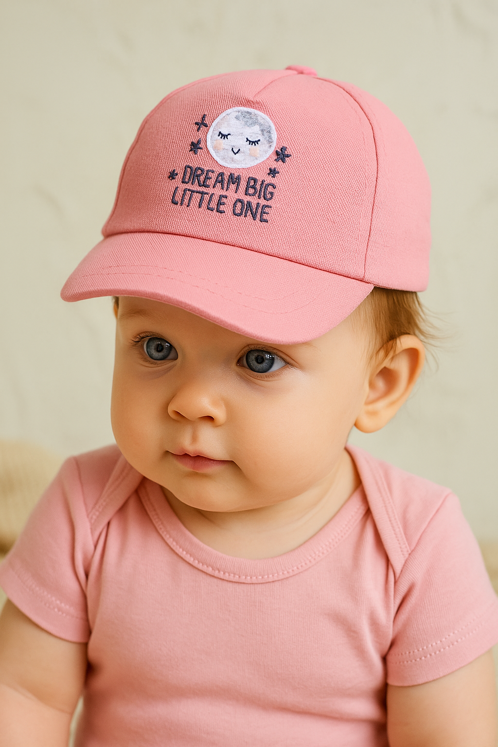 Jaju Baby Kitti 0-18 Ay Pembe Yazı Desenli Bebek Şapka