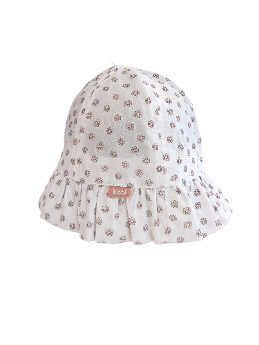 Jaju Baby Kitti 4-8 Yaş Beyaz Papatya Desenli Çocuk Fötr Şapka