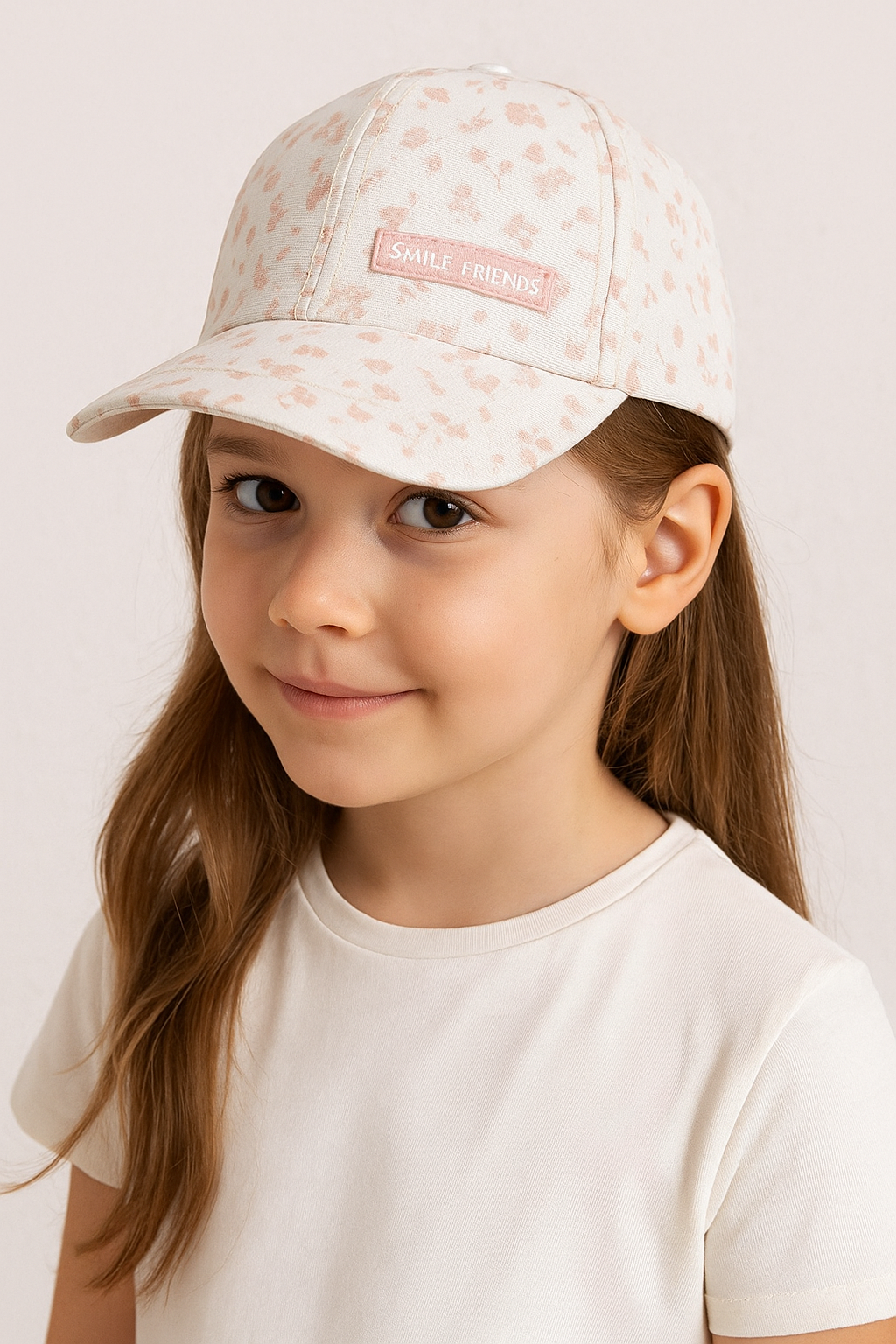 Jaju Baby Kitti 4-8 Yaş Pudra Çiçek Desenli Çocuk Şapka
