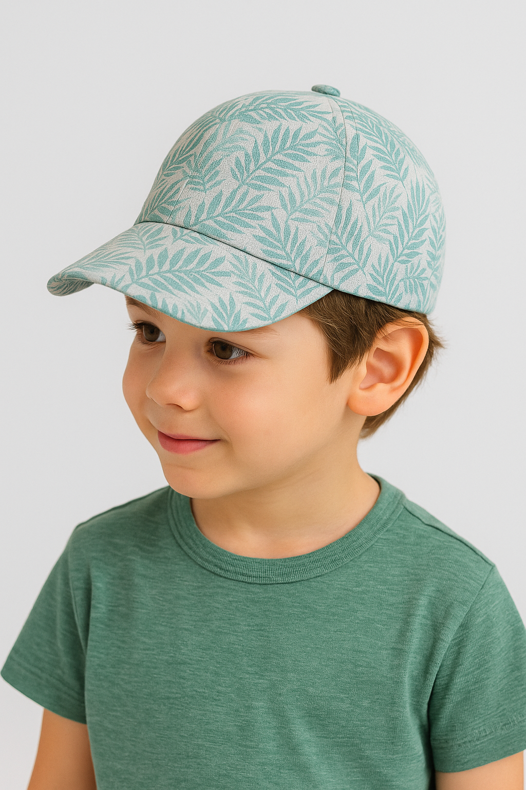 Jaju Baby Kitti 4-8 Yaş Yeşil Yaprak Desenli Çocuk Şapka