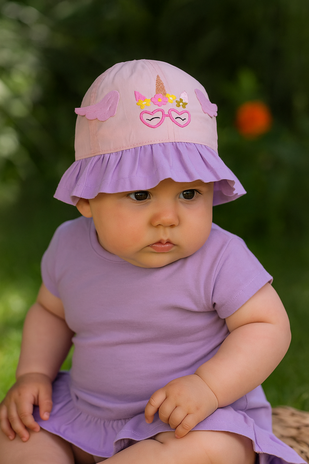 Jaju Baby Kız Bebek 1-3 Yaş Pudra Mor  Renk  Kanatlı  Fötr Şapka