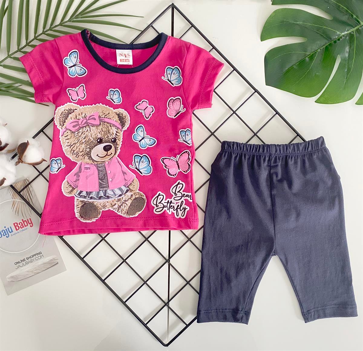 Jaju Baby Kız Bebek Bear Butterfly Alt Üst Takım
