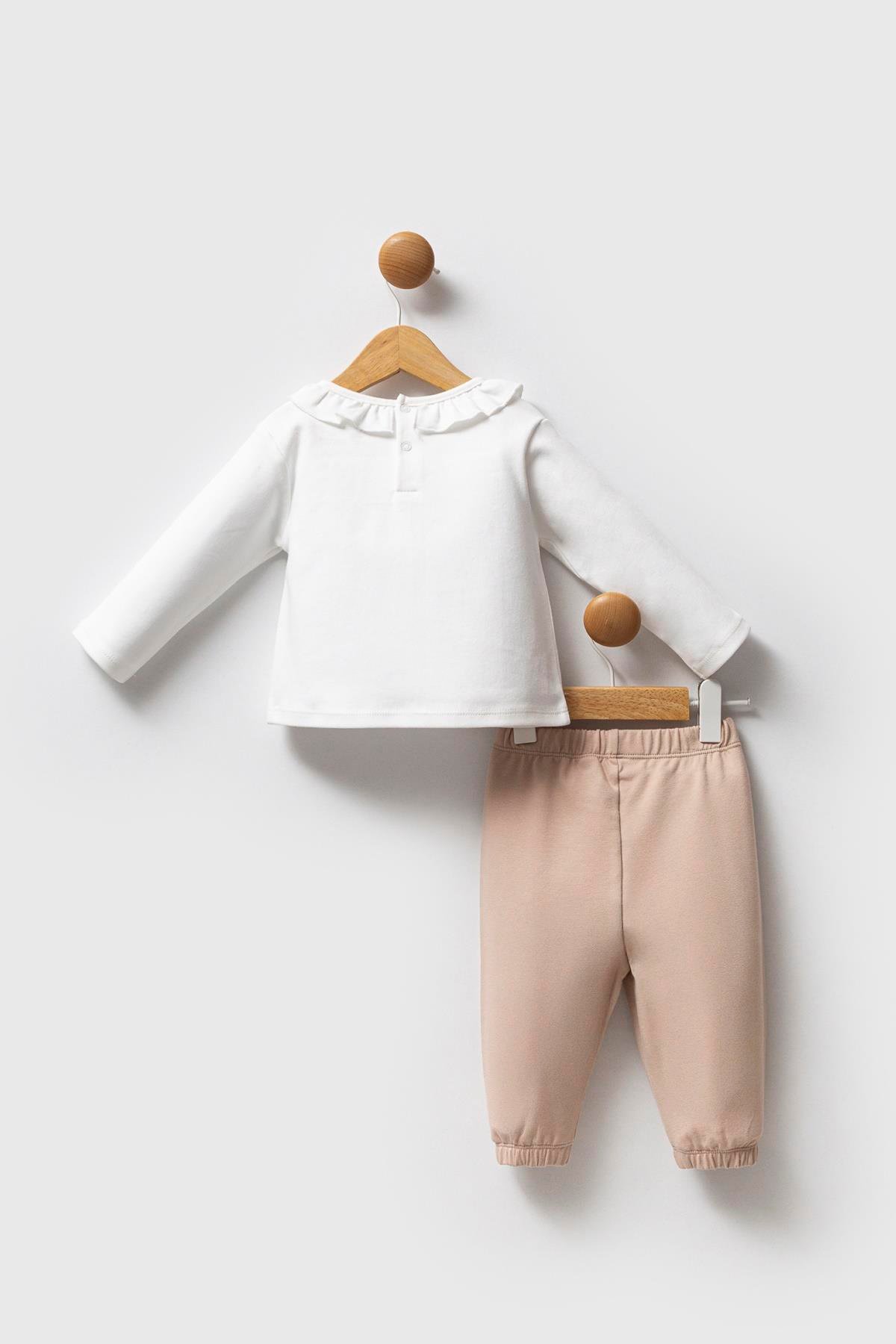 Jaju Baby Kız Bebek U.S. POLO Assn.   BEYAZ - İnterlok - 2 li Takım USB2722 - V1 