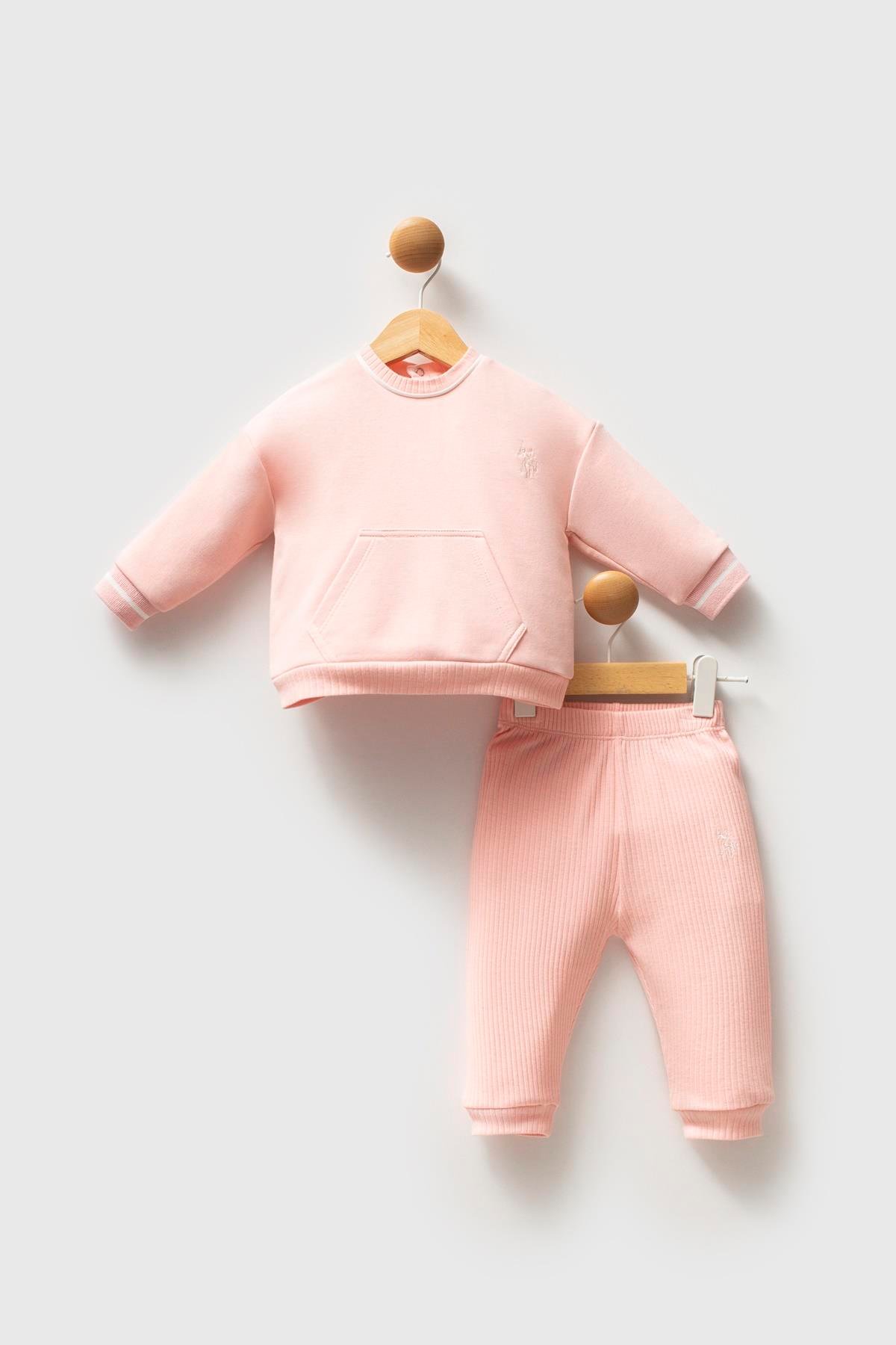 Jaju Baby Kız Bebek U.S. POLO Assn.   AÇIK PEMBE - Üç İplik - 2 li Takım USB2738 - V2