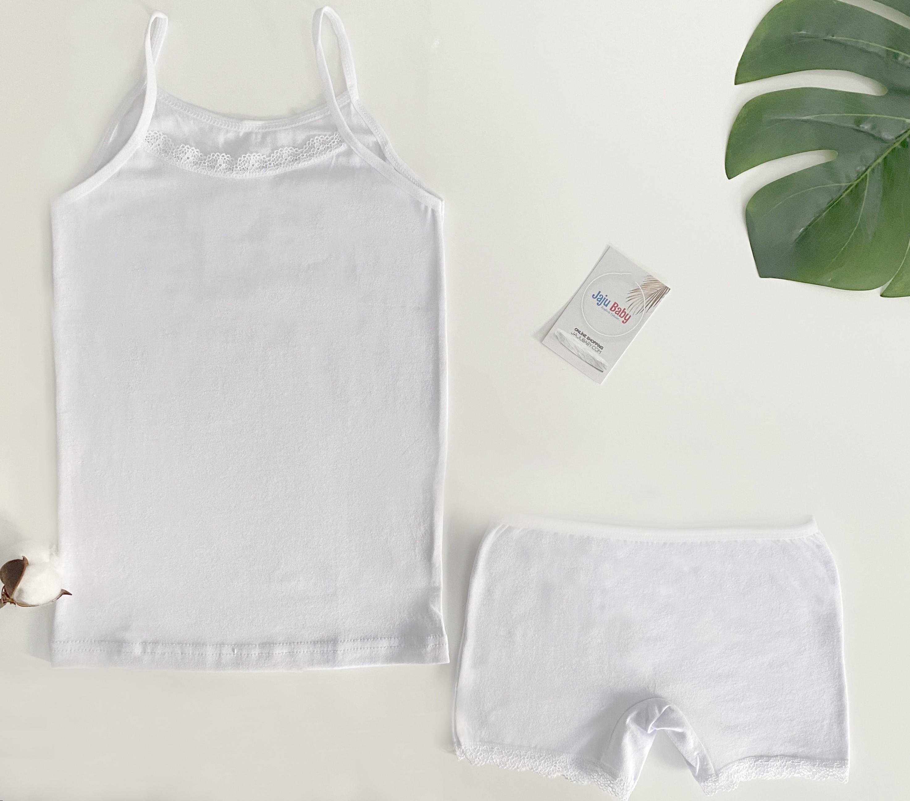 Jaju Baby Kız Çocuk Beyaz Atlet Boxer Takımı