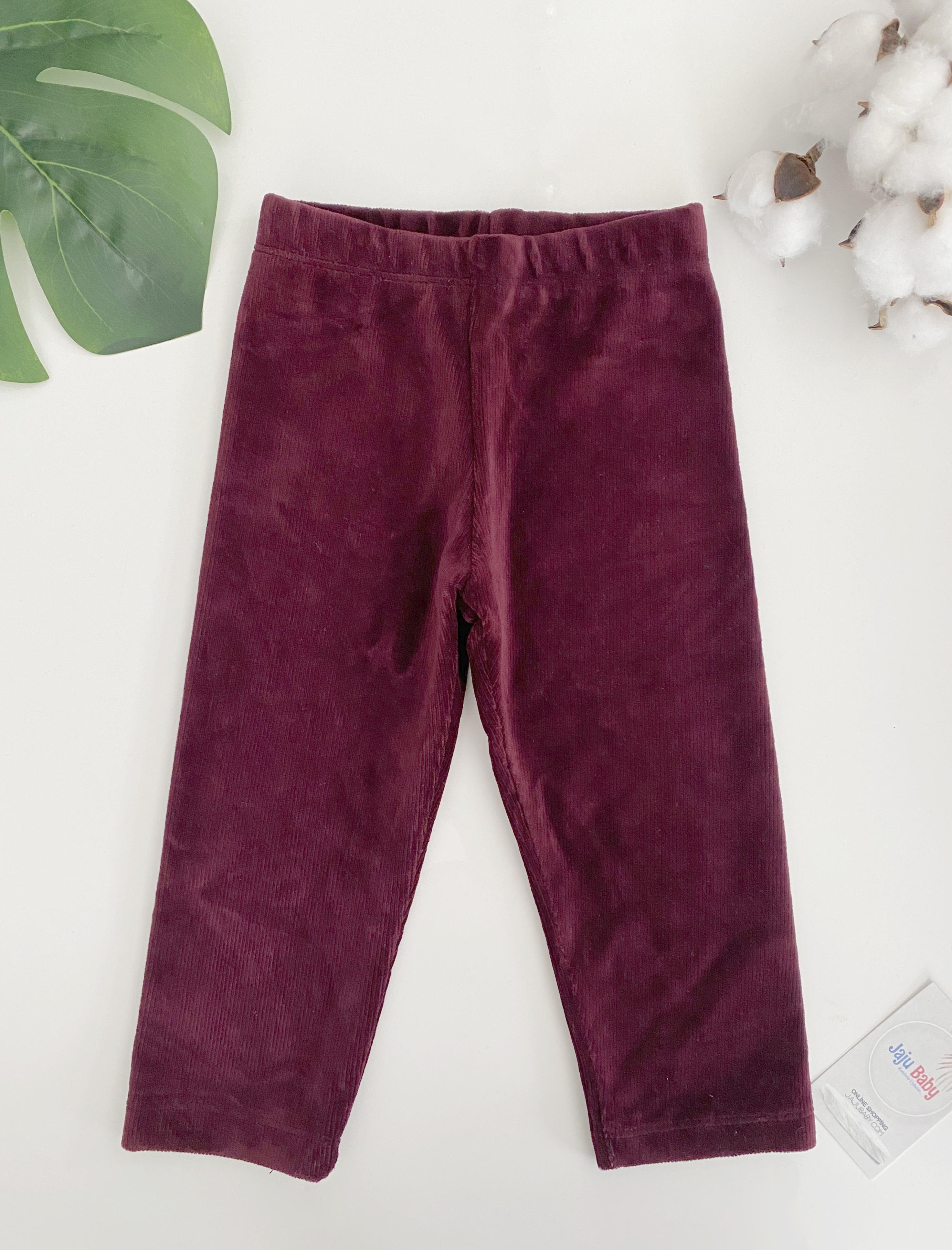 Jaju Baby Kız Çocuk Bordo Renk Fitilli Kadife Tayt