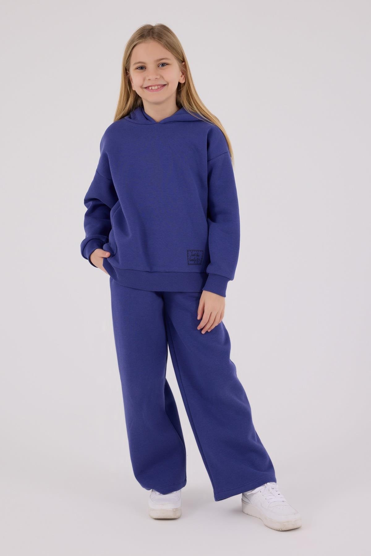 Jaju Baby Kız Çocuk  KOYU İNDİGO - Üç İplik Şardonlu - Eşofman Takımı RP3692 - V2