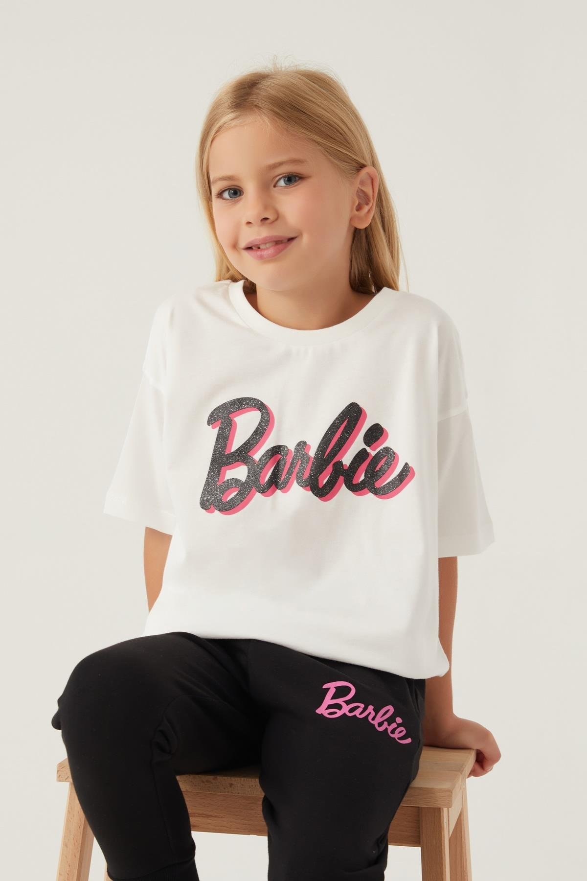 Jaju Baby  Kız Çocuk Krem BARBİE Süprem - T-Shirt 
