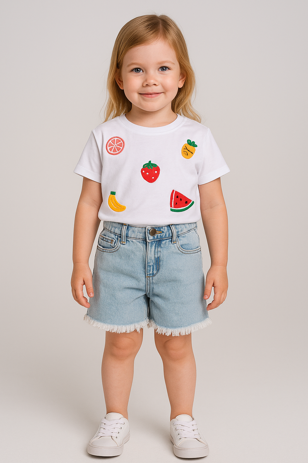 Jaju Baby Kız Çocuk Meyve İşlemeli Şort&T-shirt Takım