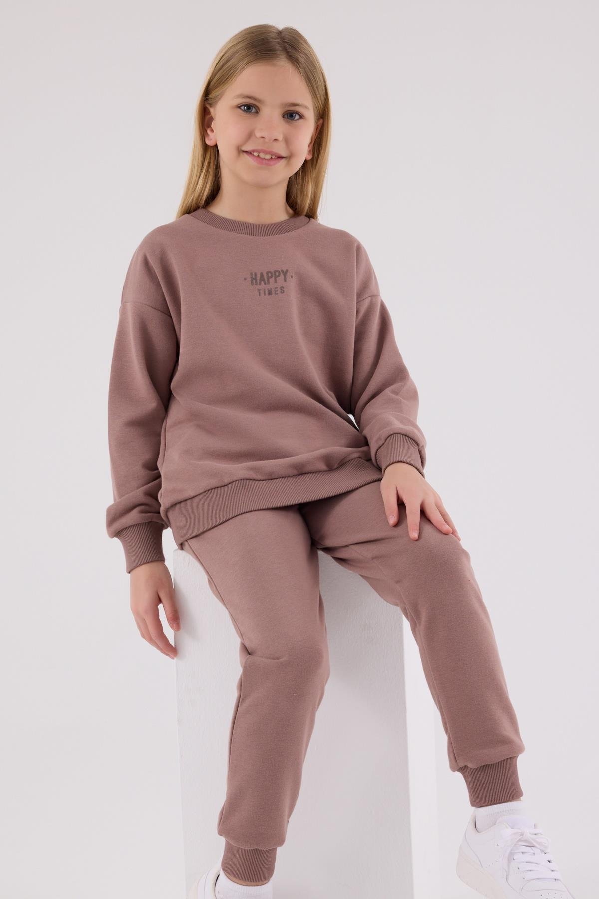 Jaju Baby Kız Çocuk   VİZON - Üç İplik - Eşofman Takımı RP3694 - V1