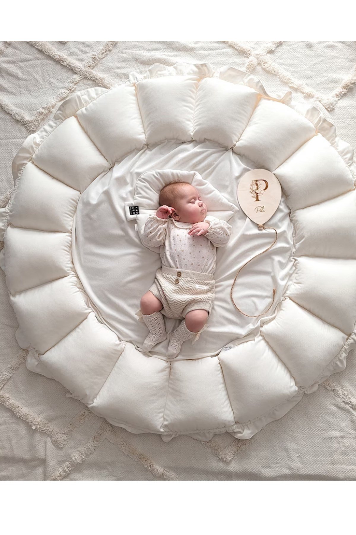 Jaju Baby Krem Açılır - Kapanır Oyun Minderi Jaju-Babynest Bebek Yatağı