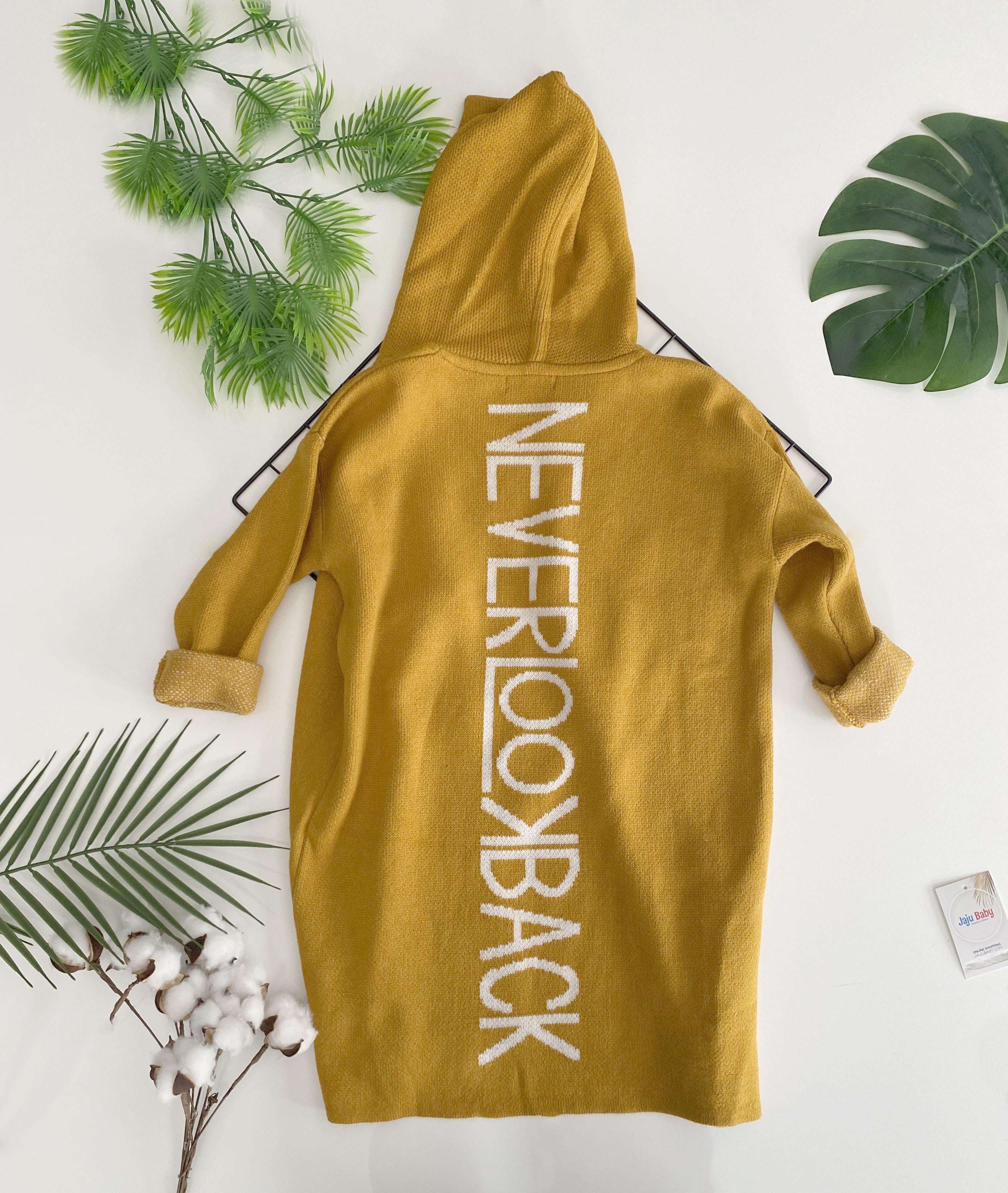 Jaju Baby Krem Boğazlı Sıfır Kol Kazak Ve Sarı Hırka Takım