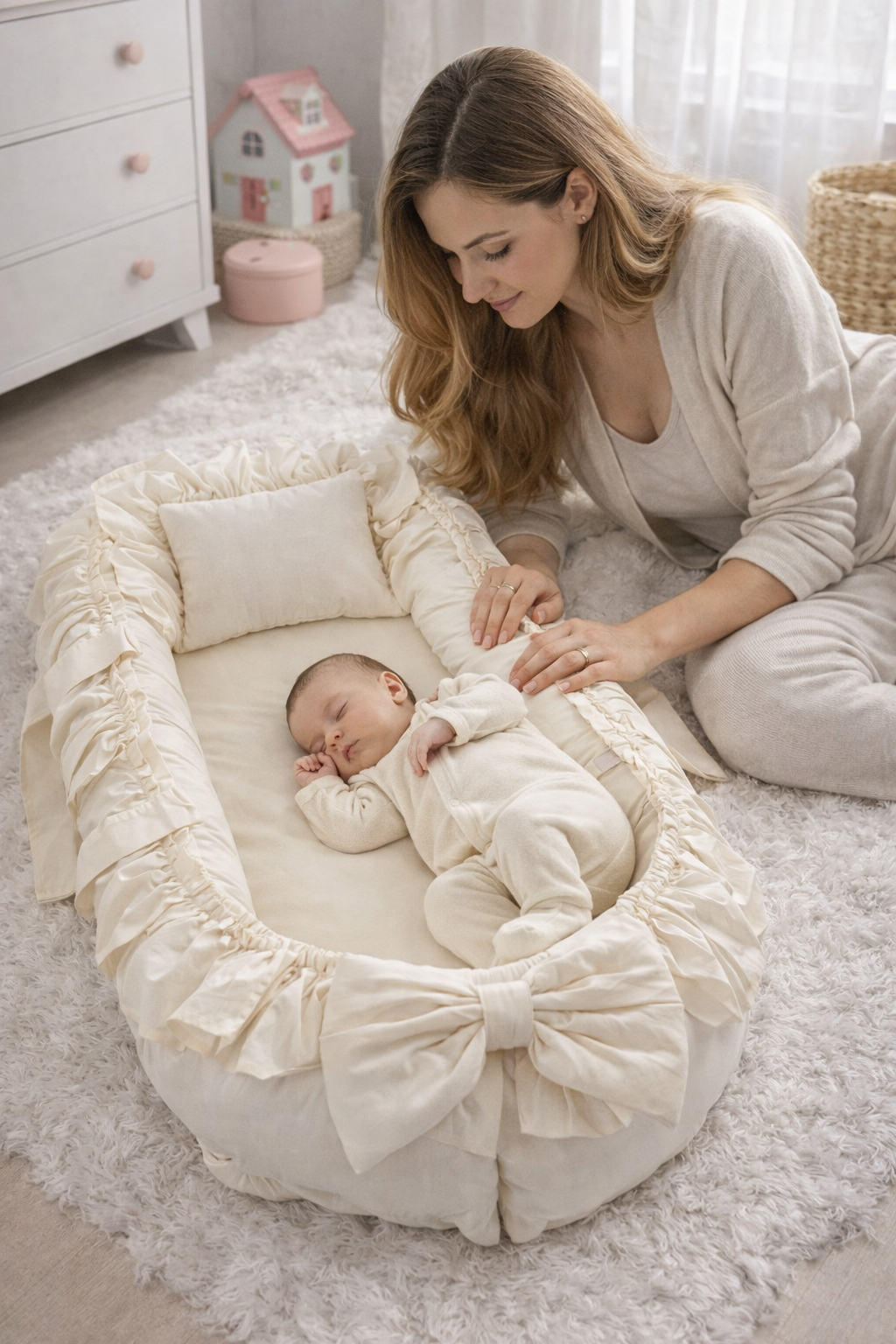 Jaju Baby Krem Fırfırlı Lüx Tasarım Babynest