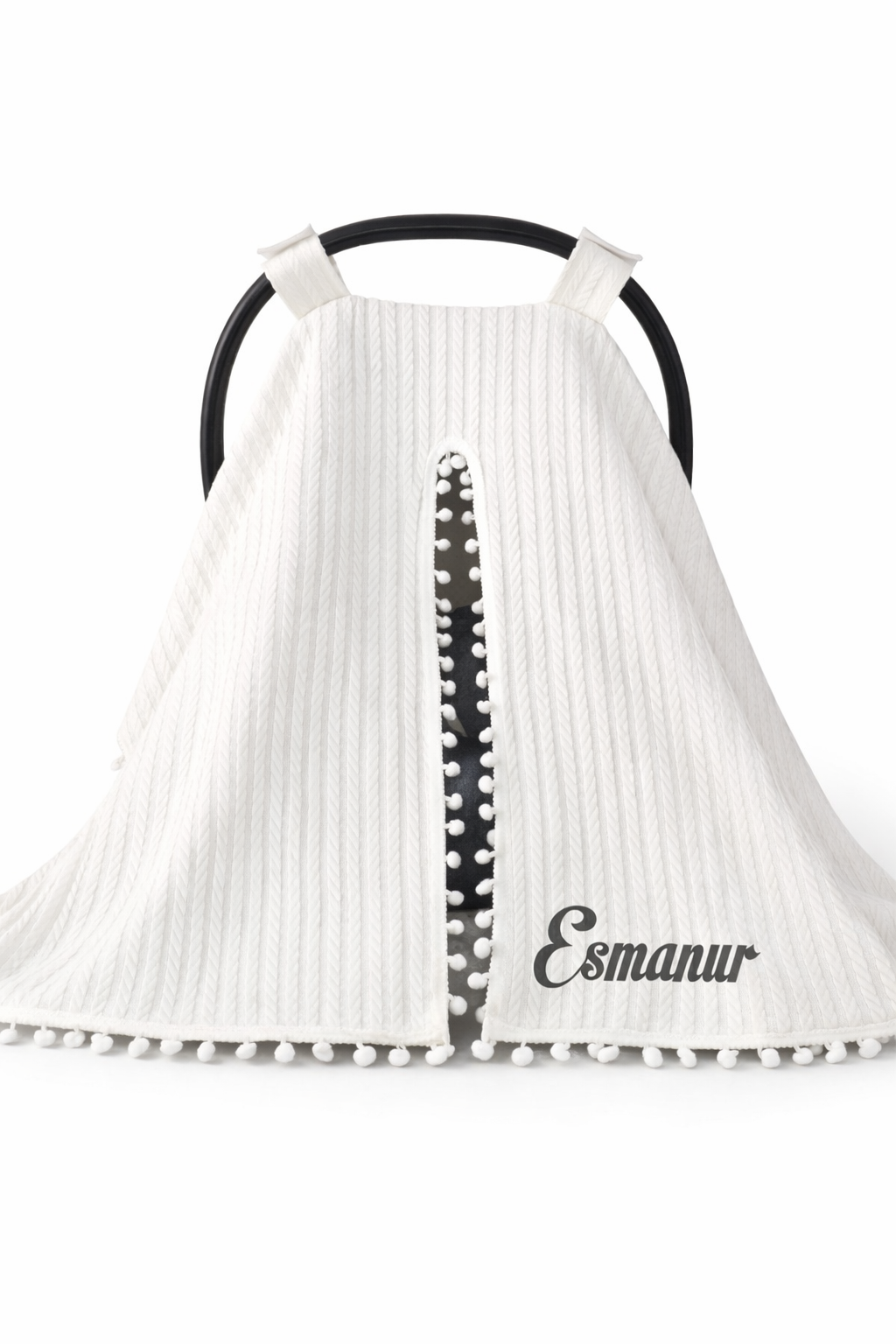 Jaju Baby Krem Örgü Kumaş Özel İsimli Puset Örtüsü