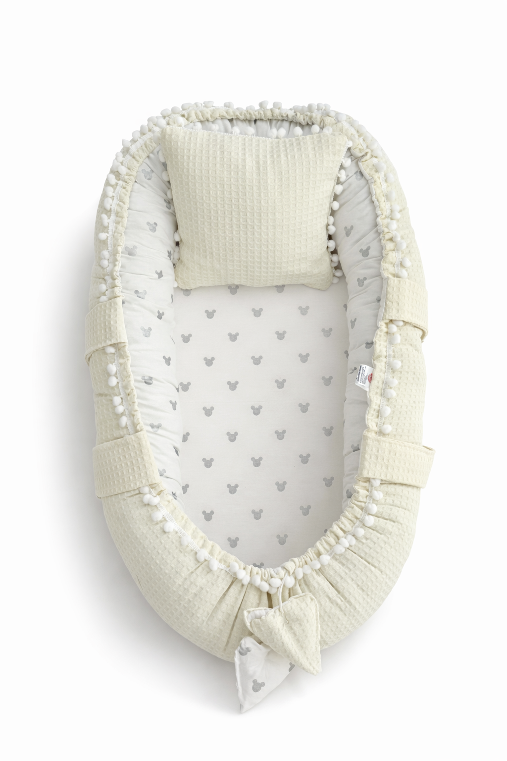 Jaju Baby Krem Pike Mickey Babynest ve Yastık