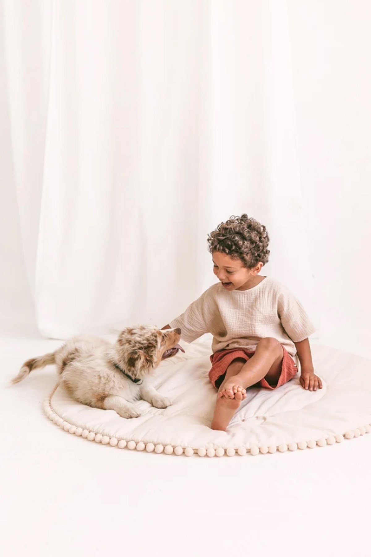 Jaju Baby Krem Ponpon Oyun Halısı / Oyun Matı Bebek ve Çocuk Aktivite Halısı