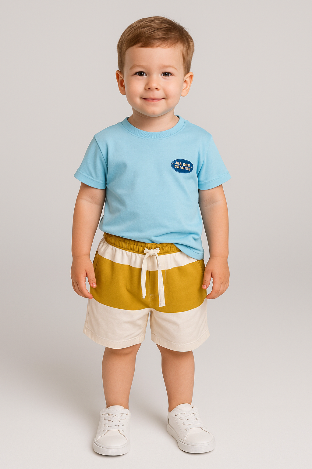 Jaju Baby La'ciel Erkek Çocuk Mavi T-shirt Çizgili Şort Takım