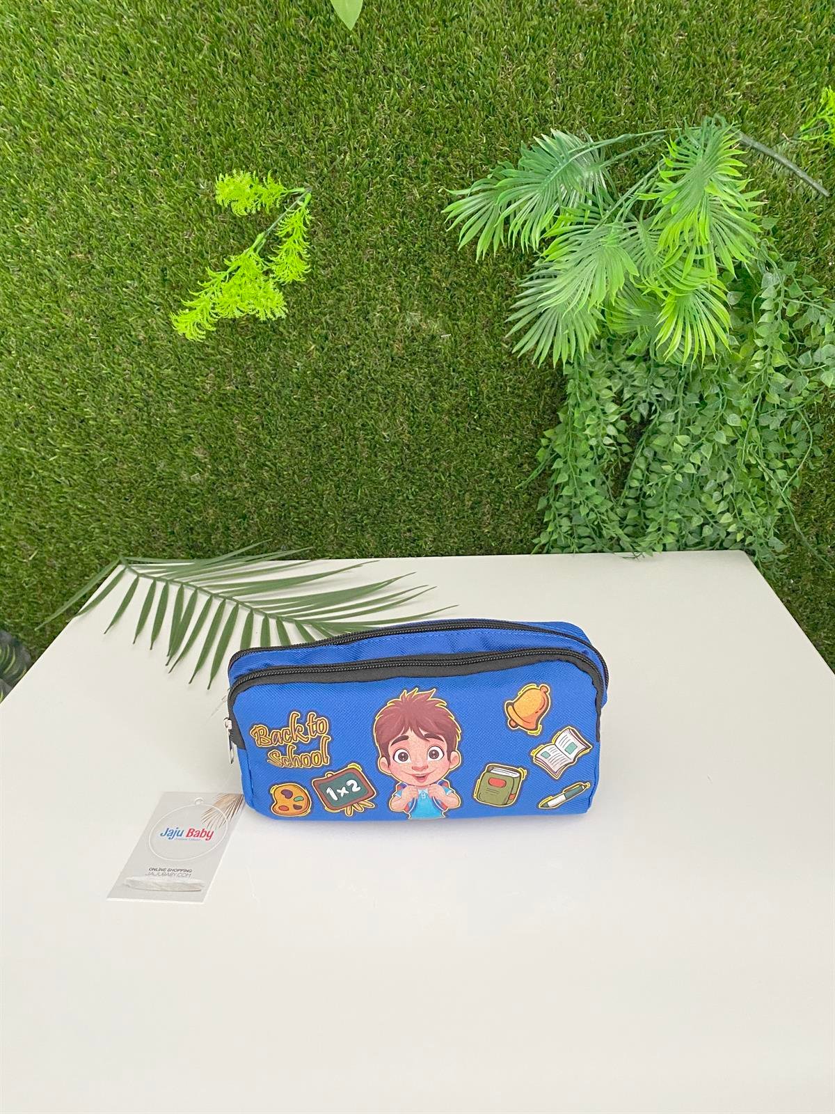 Jaju Baby Mavi Back To School Yazılı İki Bölmeli Kalemlik