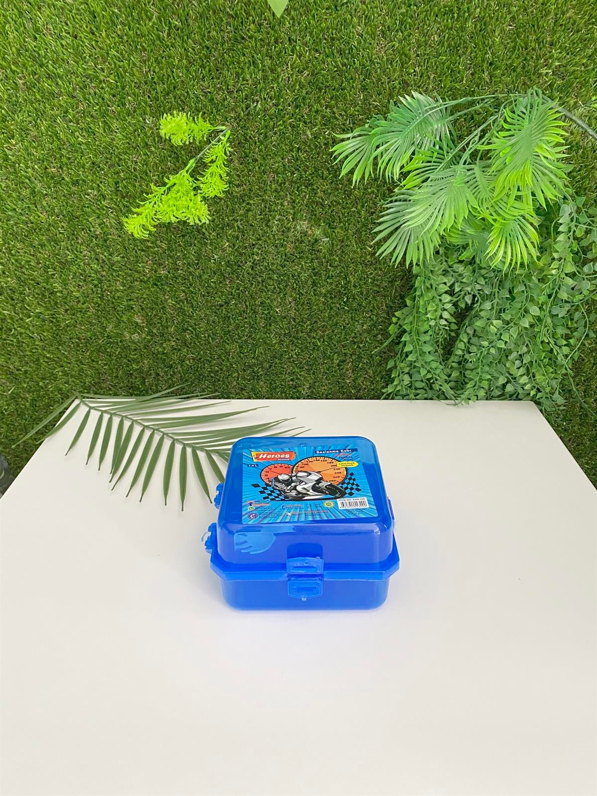 Jaju Baby Mavi Motor Resimli 2 Katlı Çatal Kaşık Hediyeli Beslenme Kutusu