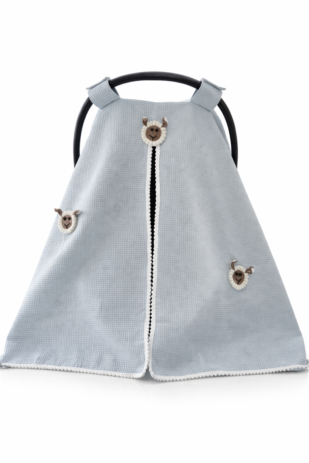 Jaju Baby Mavi Waffle Kumaş Organik Kuzu Tasarım Puset Örtüsü