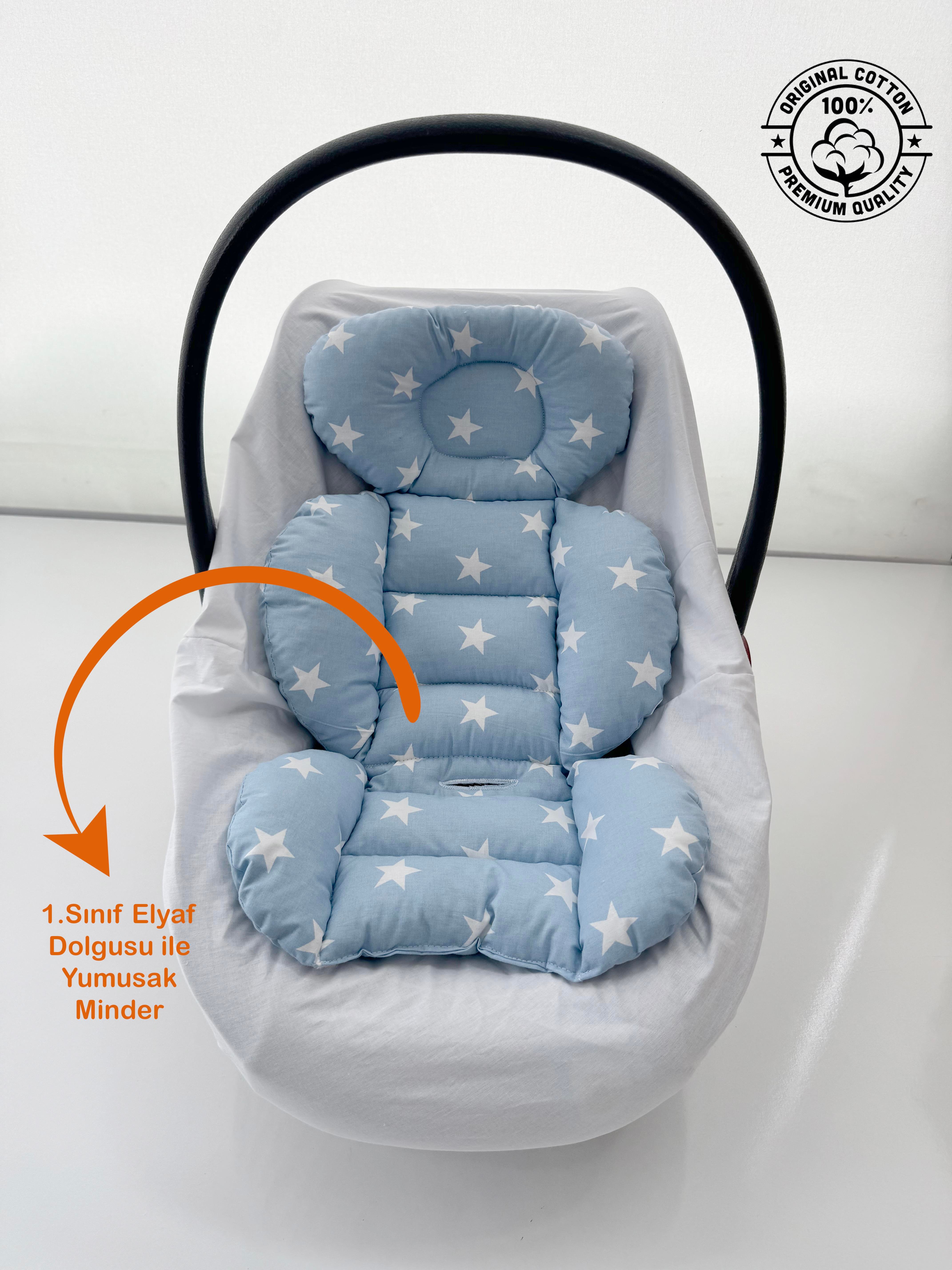 Jaju Baby Mavi Yıldızlı Oto Koltuğu Minderi - Puset Minderi