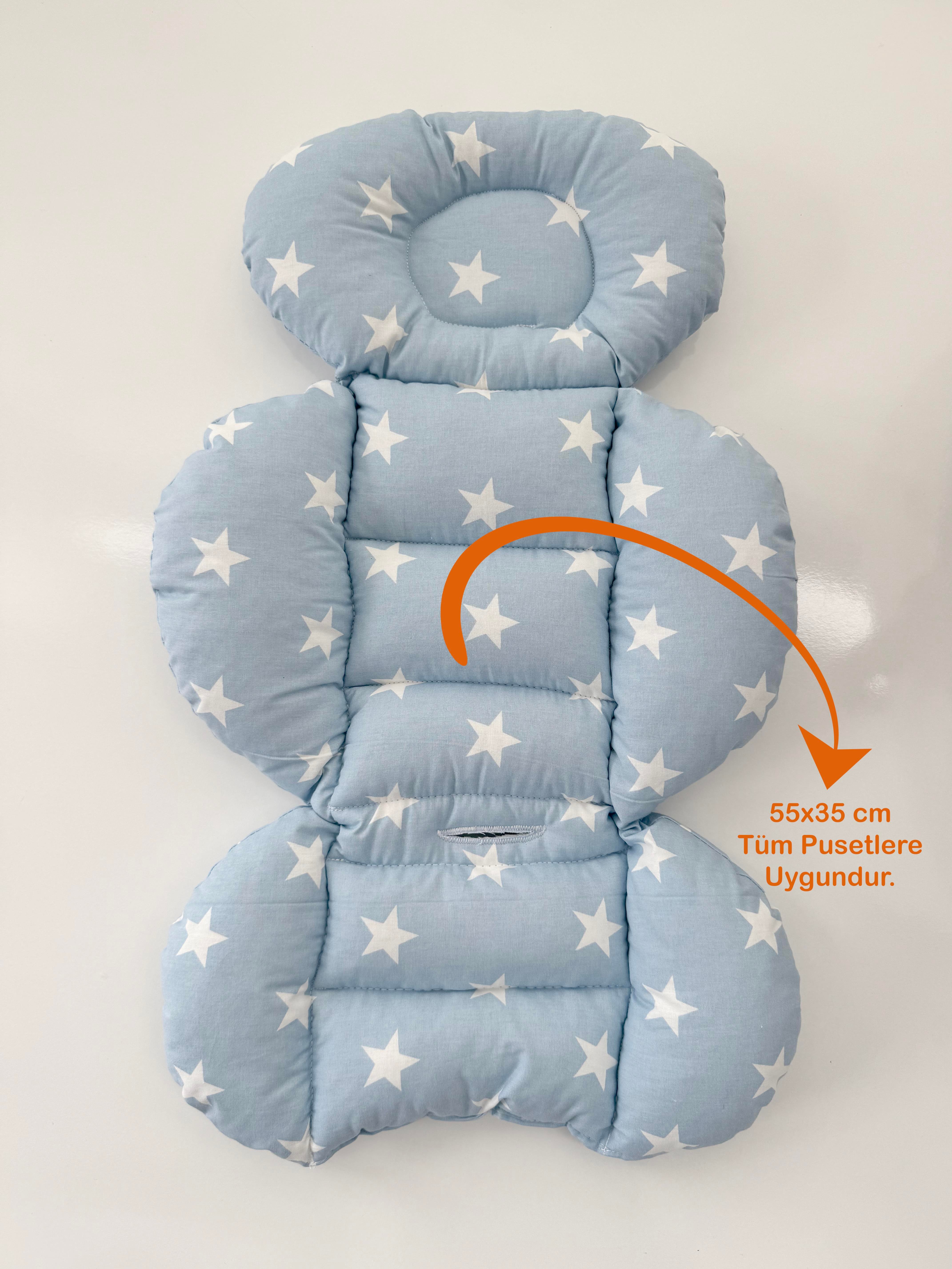 Jaju Baby Mavi Yıldızlı Oto Koltuğu Minderi - Puset Minderi