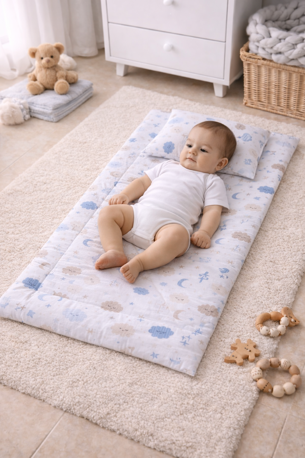 Jaju Baby Müslin Alt Açma Matı ve Yastık Set