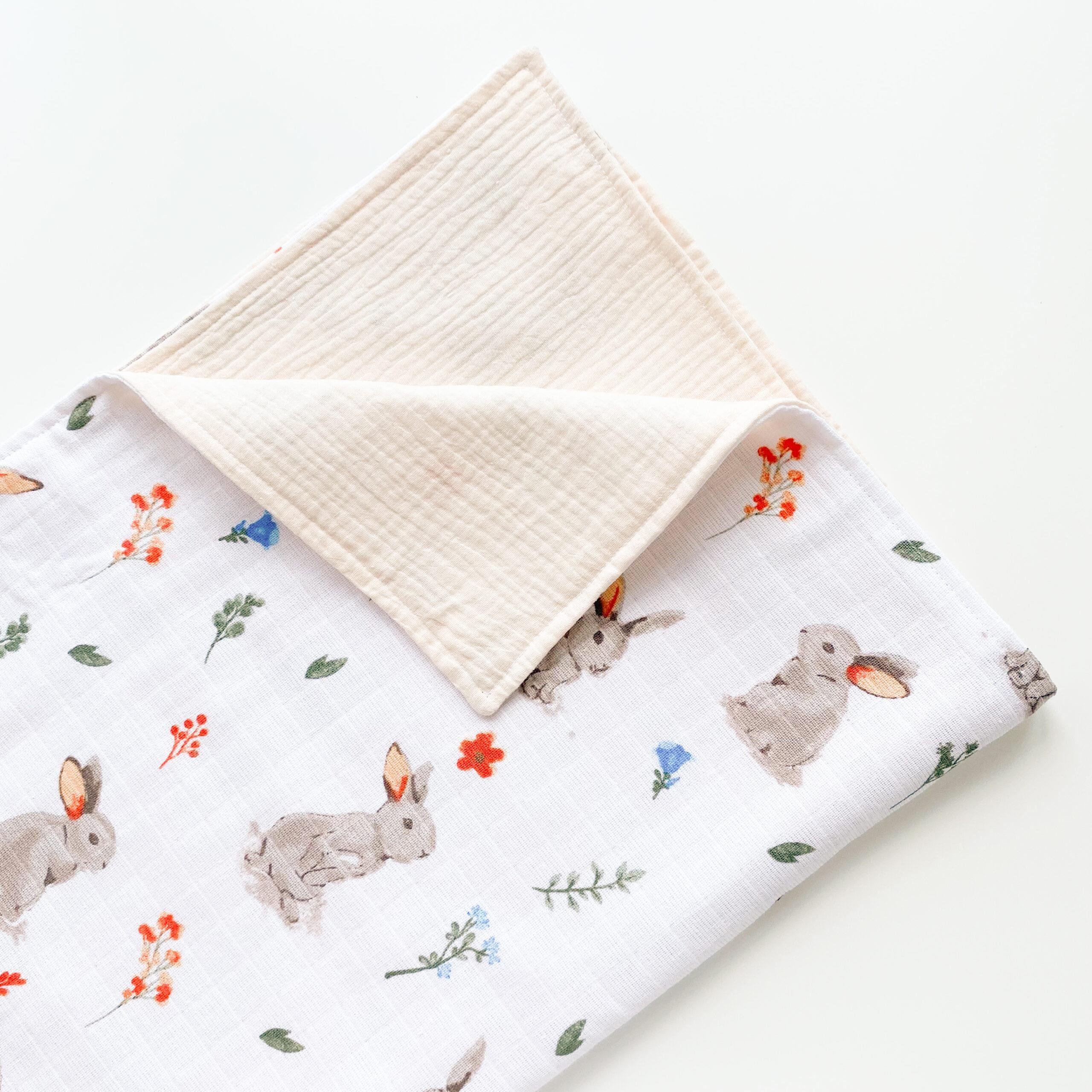 Jaju Baby Müslin Kumaş ve Tavşan Müslin Bebek Battaniye 110x100 cm